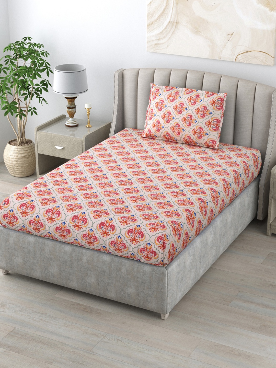 BOMBAY DYEING Brown & White Ethnic Motifs 104 TC Single Bedsheet with 1 Pillow Covers
BOMBAY DYEING Brown & White Ethnic Motifs 104 TC Single Bedsheet with 1 Pillow Covers