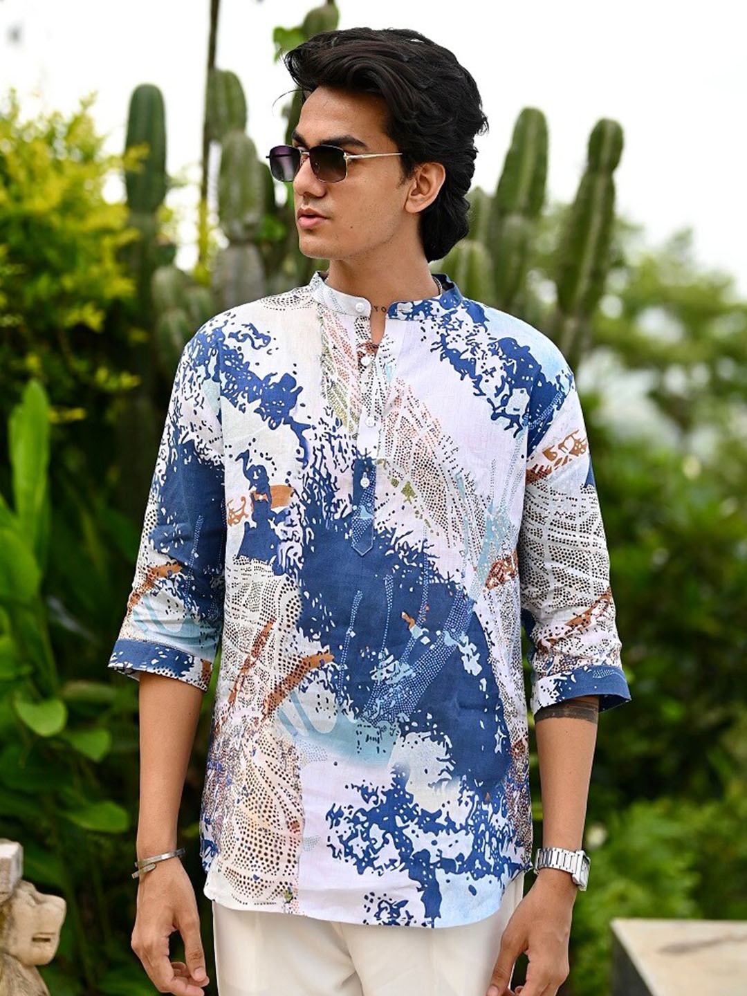 ADDY'S for men Comfort Regular Fit Abstract Printed Mandarin Collar Linen Casual Shirt, Blue
ADDY'S for men Comfort Regular Fit Abstract Printed Mandarin Collar Linen Casual Shirt, Blue