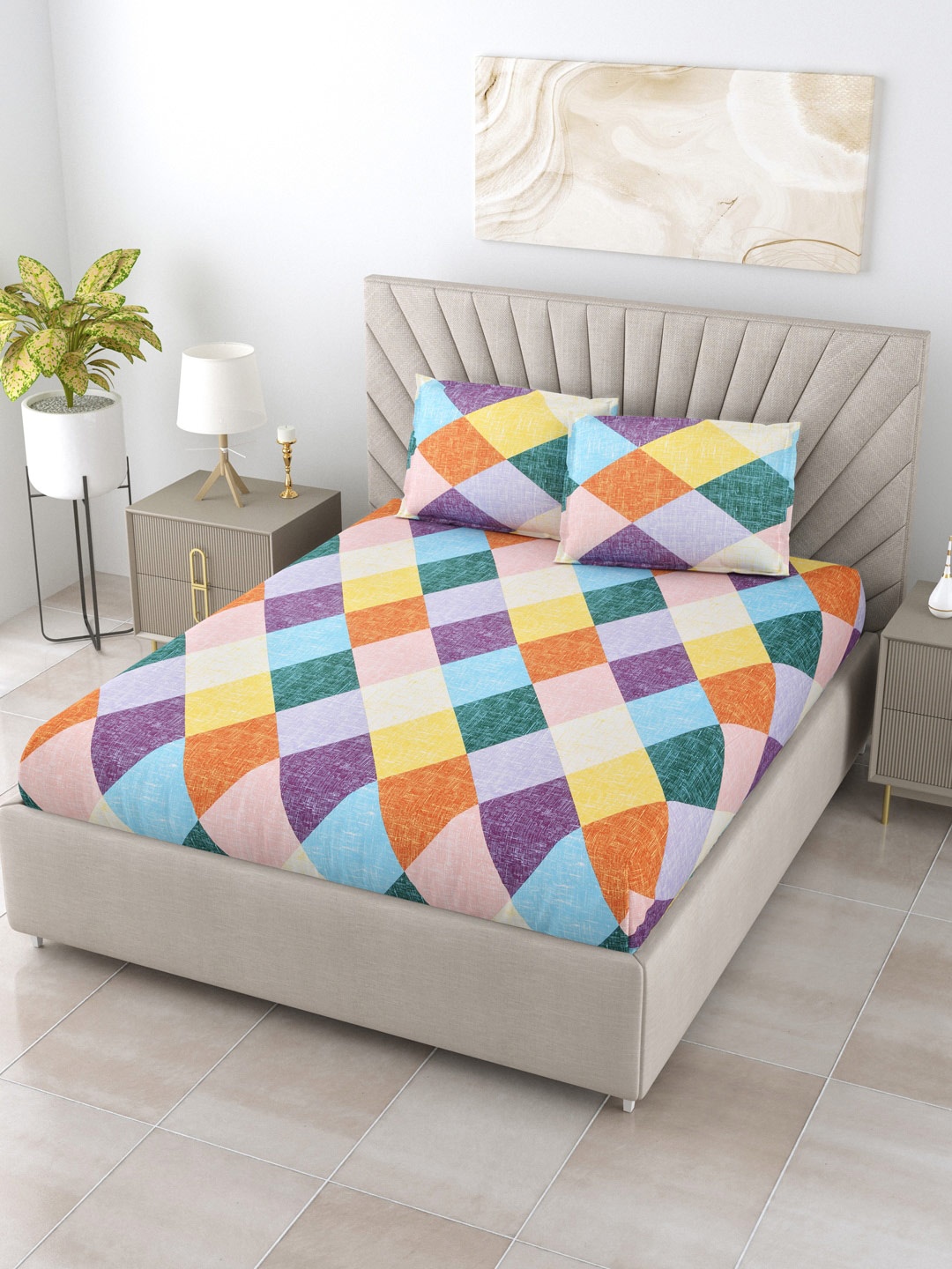 BOMBAY DYEING Dream Lover Green Geometric Cotton 104 TC Queen Bedsheet & 2 Pillow Covers
BOMBAY DYEING Dream Lover Green Geometric Cotton 104 TC Queen Bedsheet & 2 Pillow Covers