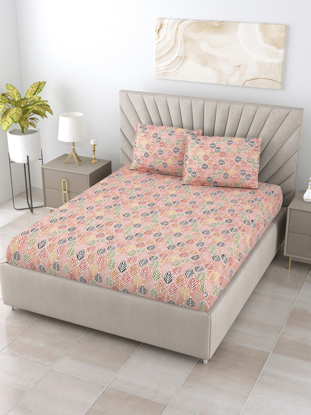 BOMBAY DYEING Dream Lover Beige Floral Cotton 104 TC Queen Bedsheet & 2 Pillow Covers
BOMBAY DYEING Dream Lover Beige Floral Cotton 104 TC Queen Bedsheet & 2 Pillow Covers
