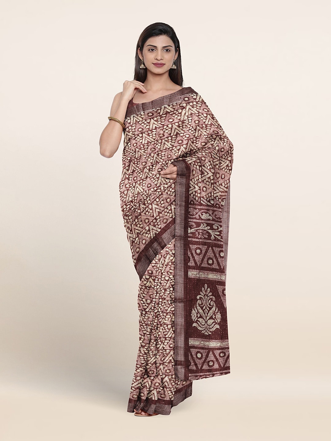 Pothys Geometric Printed Saree, Maroon