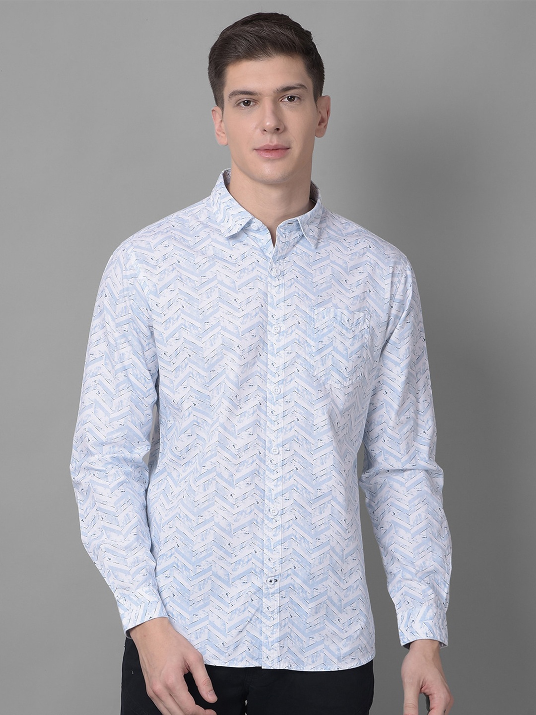 Canary London Smart Slim Fit Chevron Printed Spread Collar Long Sleeve Casual Shirt, Blue
Canary London Smart Slim Fit Chevron Printed Spread Collar Long Sleeve Casual Shirt, Blue