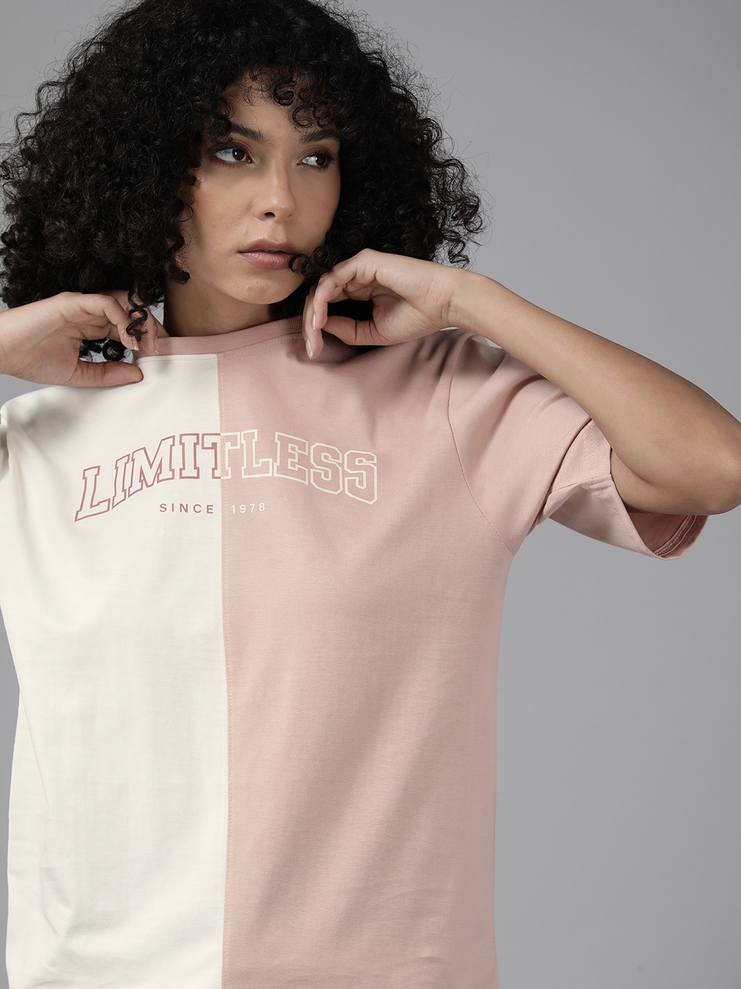 Roadster Colourblocked Drop-Shoulder Sleeves Oversized Pure Cotton Boxy T-shirt, Pink
Roadster Colourblocked Drop-Shoulder Sleeves Oversized Pure Cotton Boxy T-shirt, Pink