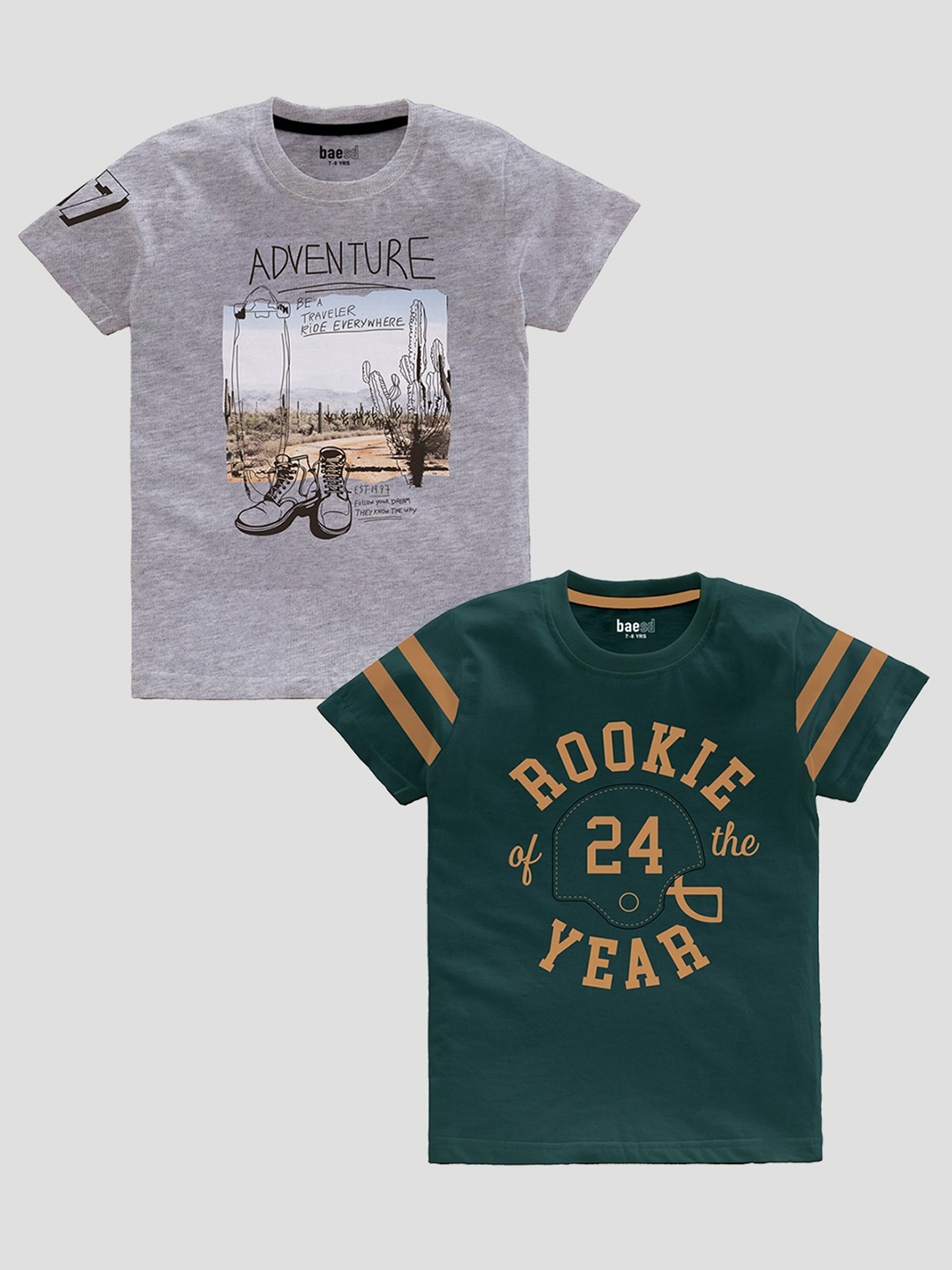 BAESD Boys Pack Of 2 Typography Printed Short Sleeves Pure Cotton T-shirt, Grey
BAESD Boys Pack Of 2 Typography Printed Short Sleeves Pure Cotton T-shirt, Grey