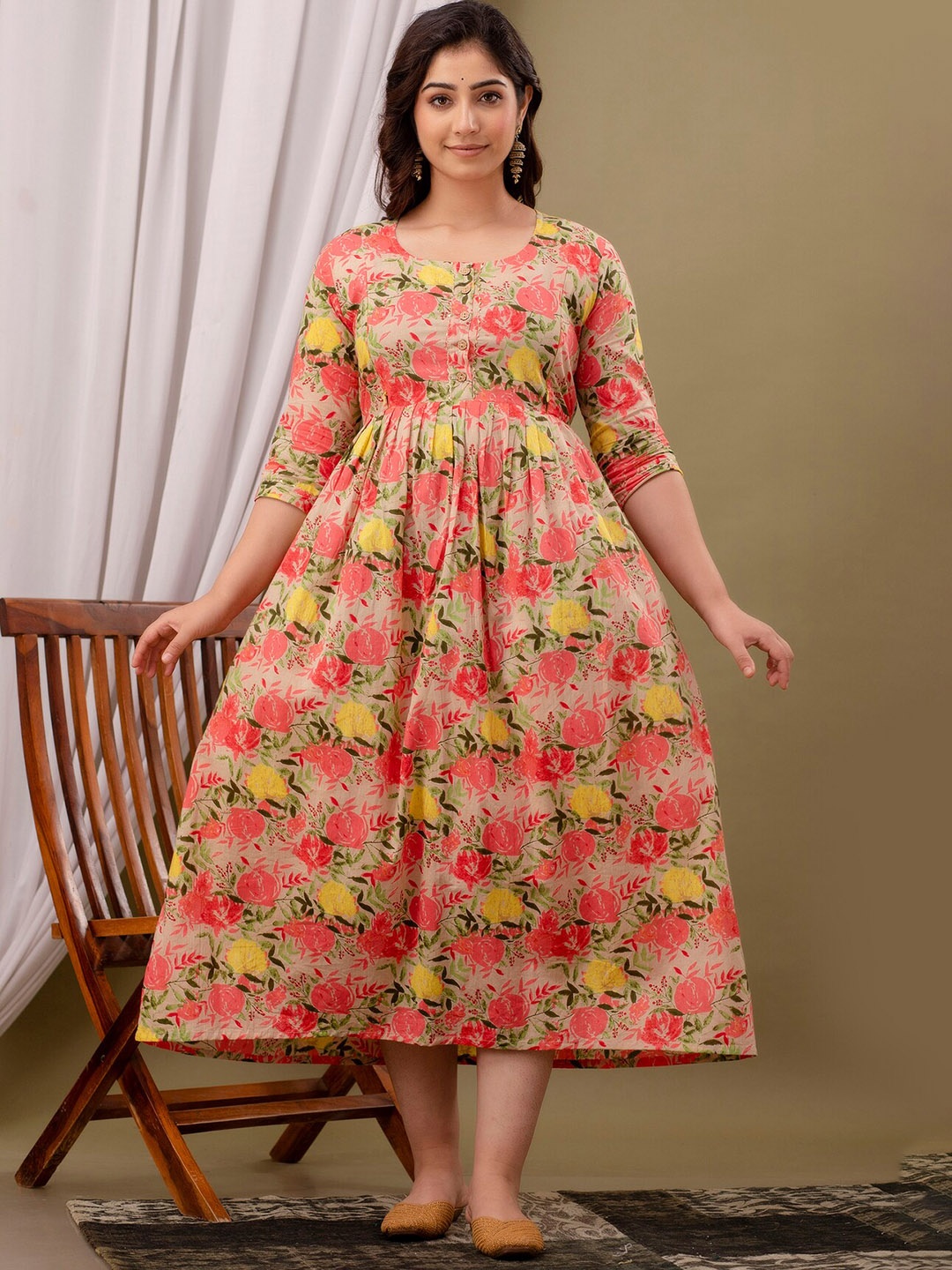 NITVAN Floral Printed Pleated Detail Maternity Cotton Fit and Flare Ethnic Dresses, Pink
NITVAN Floral Printed Pleated Detail Maternity Cotton Fit and Flare Ethnic Dresses, Pink