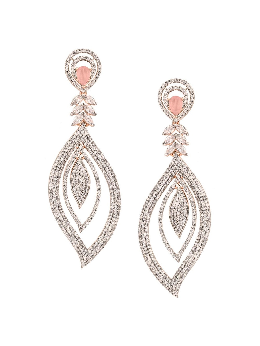 RATNAVALI JEWELS Rose Gold-Plated American Diamond Studded Classic Drop Earrings, Silver
RATNAVALI JEWELS Rose Gold-Plated American Diamond Studded Classic Drop Earrings, Silver