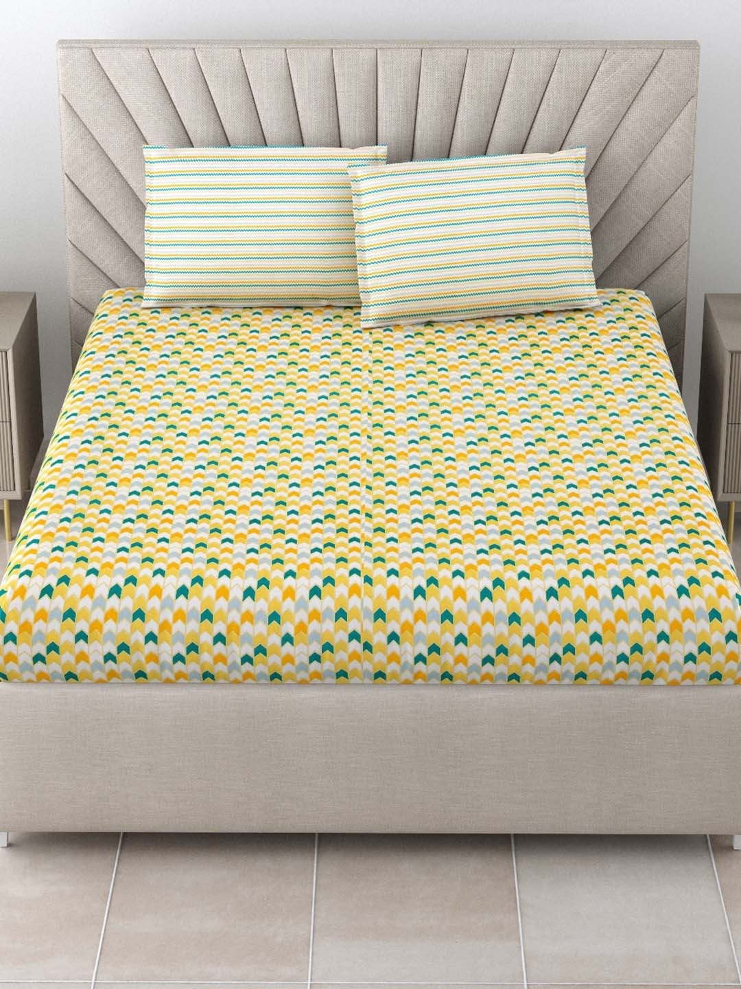Salona Bichona Yellow Geometric Pure Cotton 144 TC Single Bedsheet with 1 Pillow Cover
Salona Bichona Yellow Geometric Pure Cotton 144 TC Single Bedsheet with 1 Pillow Cover