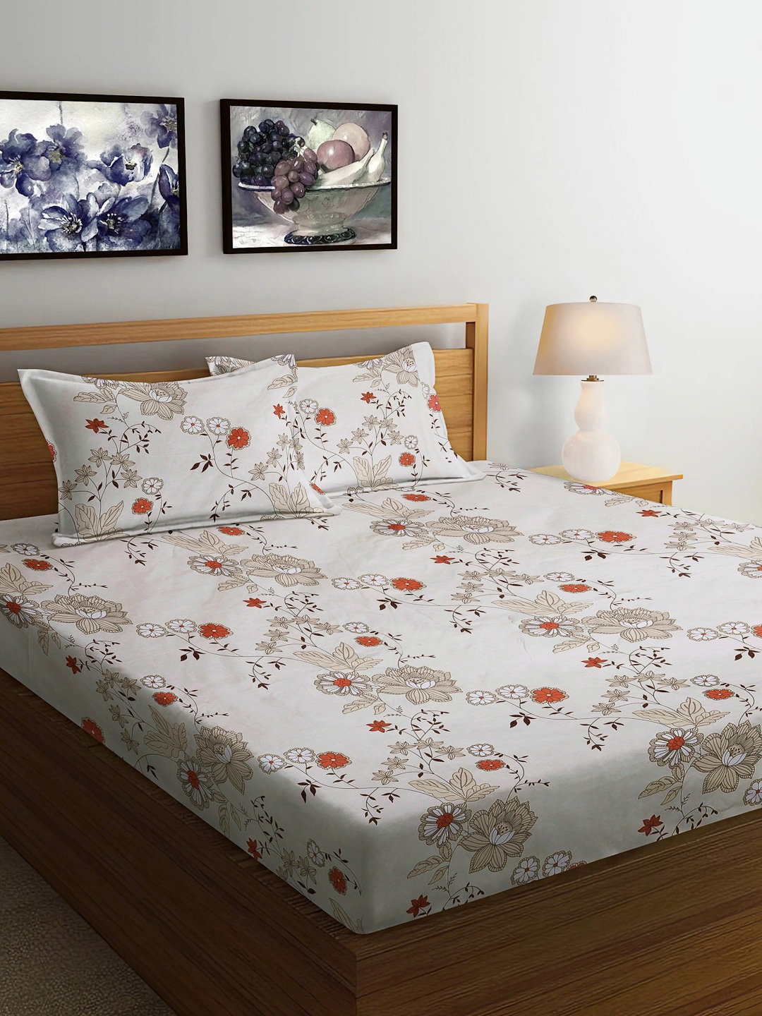 FABINALIV White & Pink Floral Print 300 TC King Size Bedsheet & 2 Pillow Covers
FABINALIV White & Pink Floral Print 300 TC King Size Bedsheet & 2 Pillow Covers