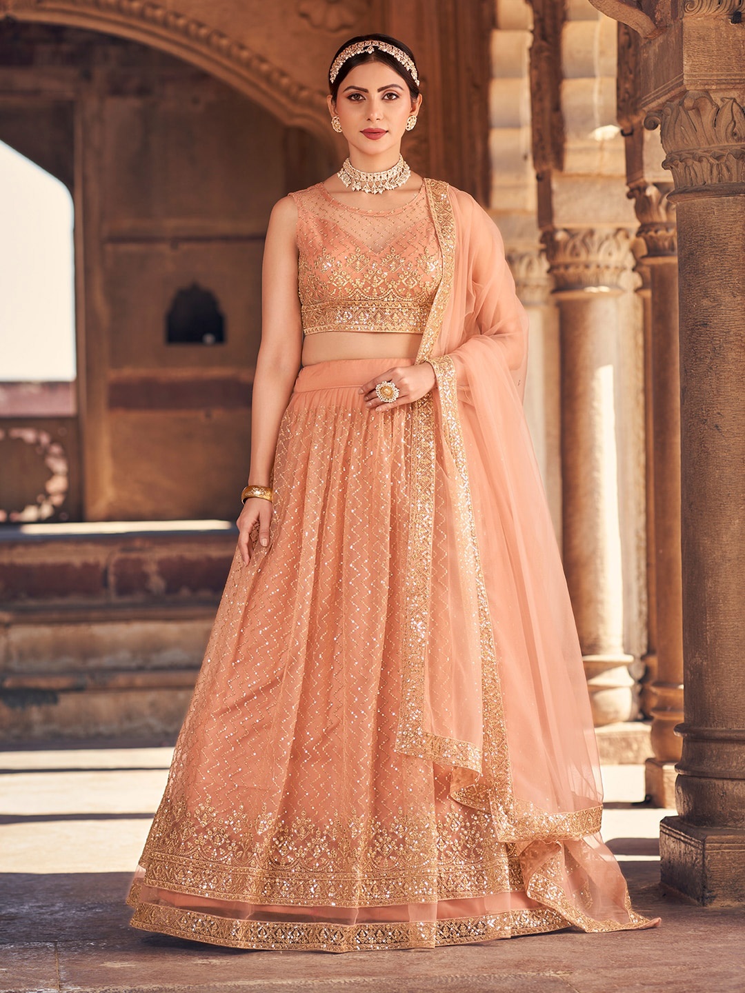 SHOPGARB Embroidered Sequinned Semi-Stitched Lehenga & Unstitched Blouse With Dupatta, Rust
SHOPGARB Embroidered Sequinned Semi-Stitched Lehenga & Unstitched Blouse With Dupatta, Rust
