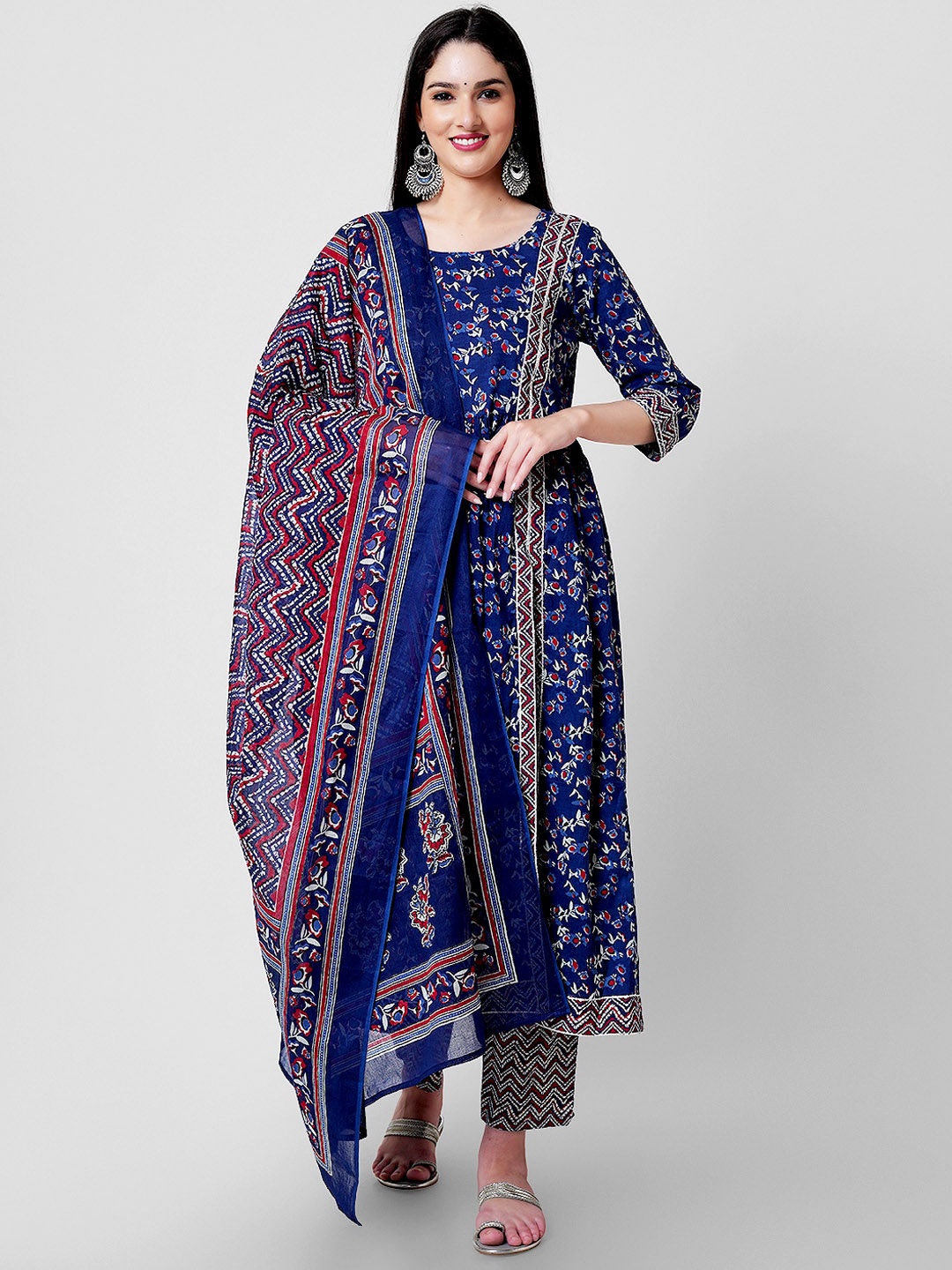 KALINI Floral Printed Regular Gotta Patti Pure Cotton Kurta with Palazzos & With Dupatta, Blue
KALINI Floral Printed Regular Gotta Patti Pure Cotton Kurta with Palazzos & With Dupatta, Blue