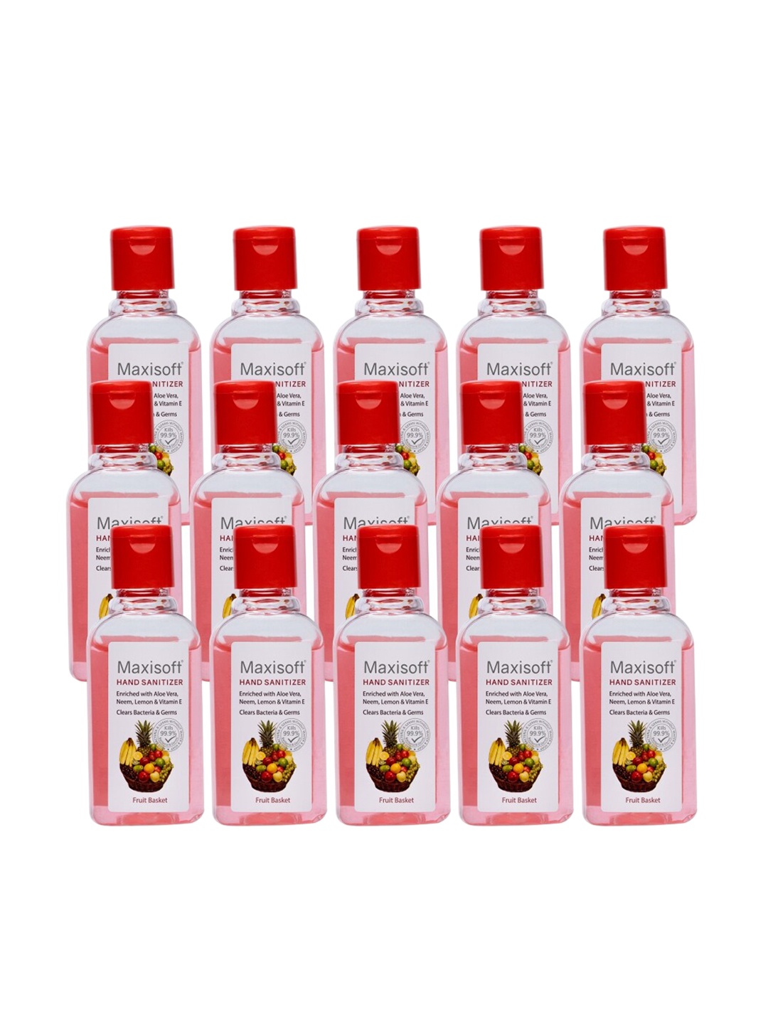 Maxisoft Set of 15 Fruit Basket Hand Sanitizer with Aloe Vera & Neem - 60 ml Each, Pink
Maxisoft Set of 15 Fruit Basket Hand Sanitizer with Aloe Vera & Neem - 60 ml Each, Pink