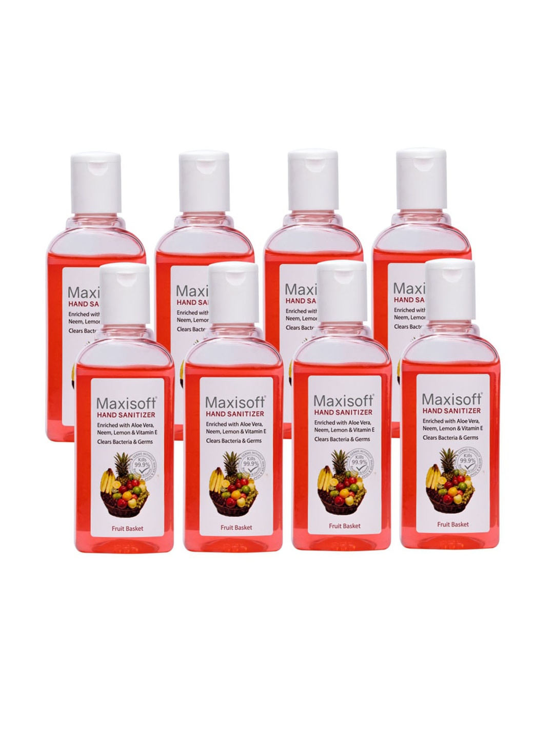 Maxisoft Set of 8 Fruit Basket Hand Sanitizer with Aloe Vera & Neem - 100 ml Each, Red
Maxisoft Set of 8 Fruit Basket Hand Sanitizer with Aloe Vera & Neem - 100 ml Each, Red