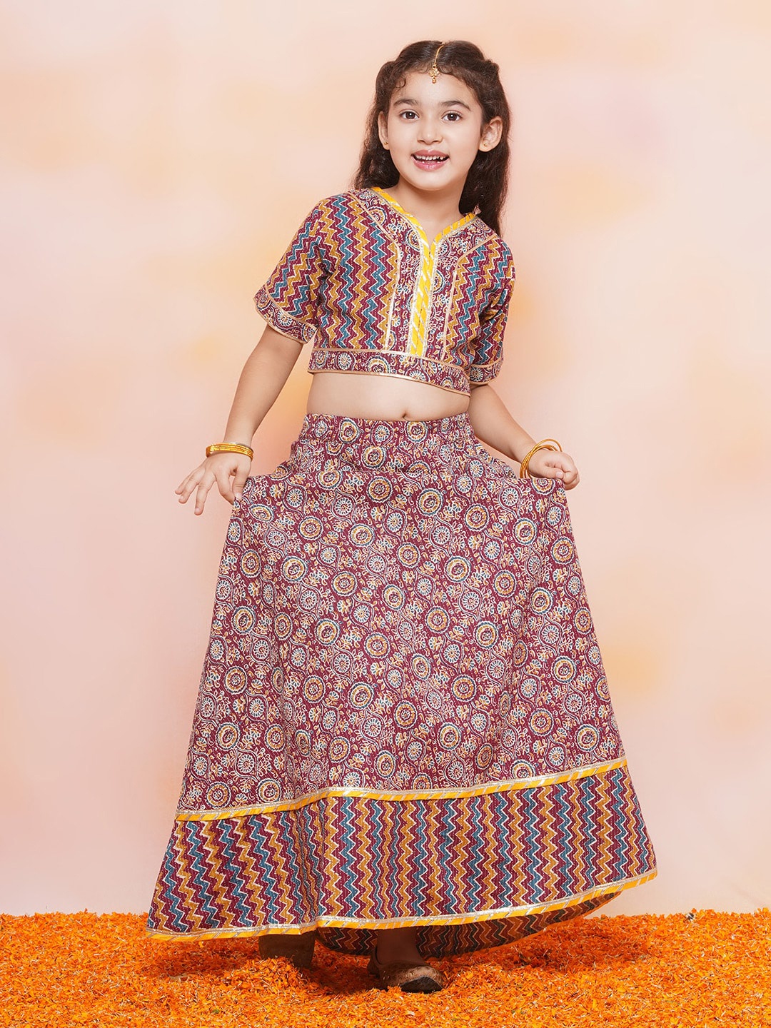 Aj DEZInES Girls Ethnic Motifs Printed Gotta Patti Ready To Wear Lehenga Choli, Maroon
Aj DEZInES Girls Ethnic Motifs Printed Gotta Patti Ready To Wear Lehenga Choli, Maroon