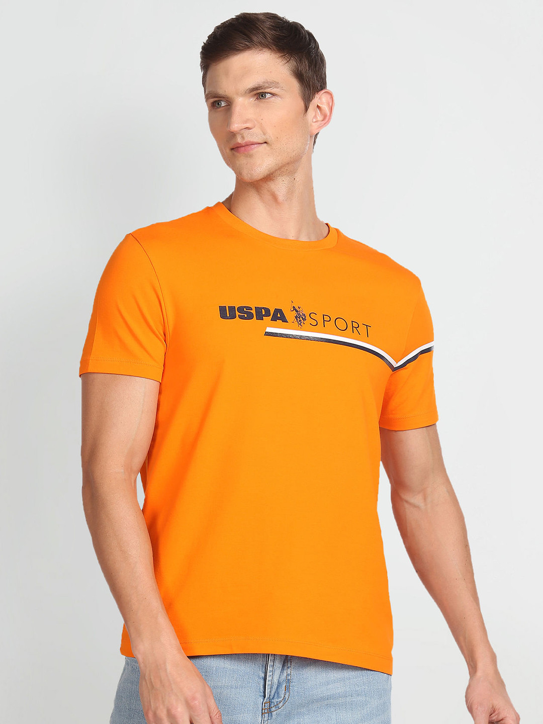 U.S. Polo Assn. Typography Printed Slim Fit T-shirt, Orange 
U.S. Polo Assn. Typography Printed Slim Fit T-shirt, Orange