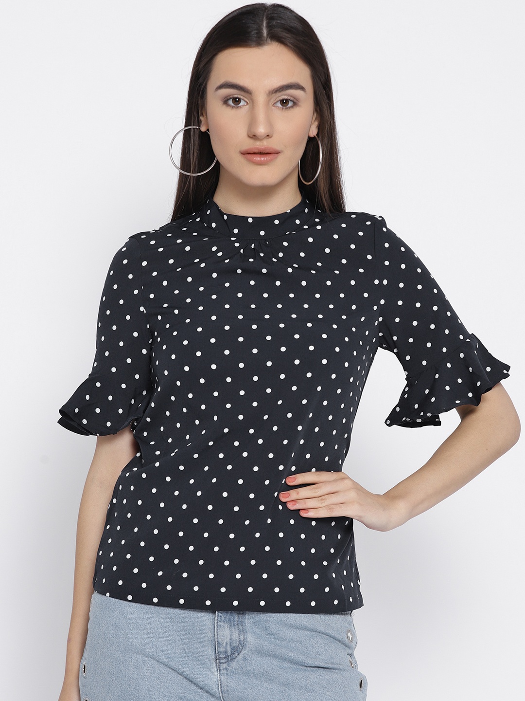 Vero Moda Women Navy Blue Printed Top