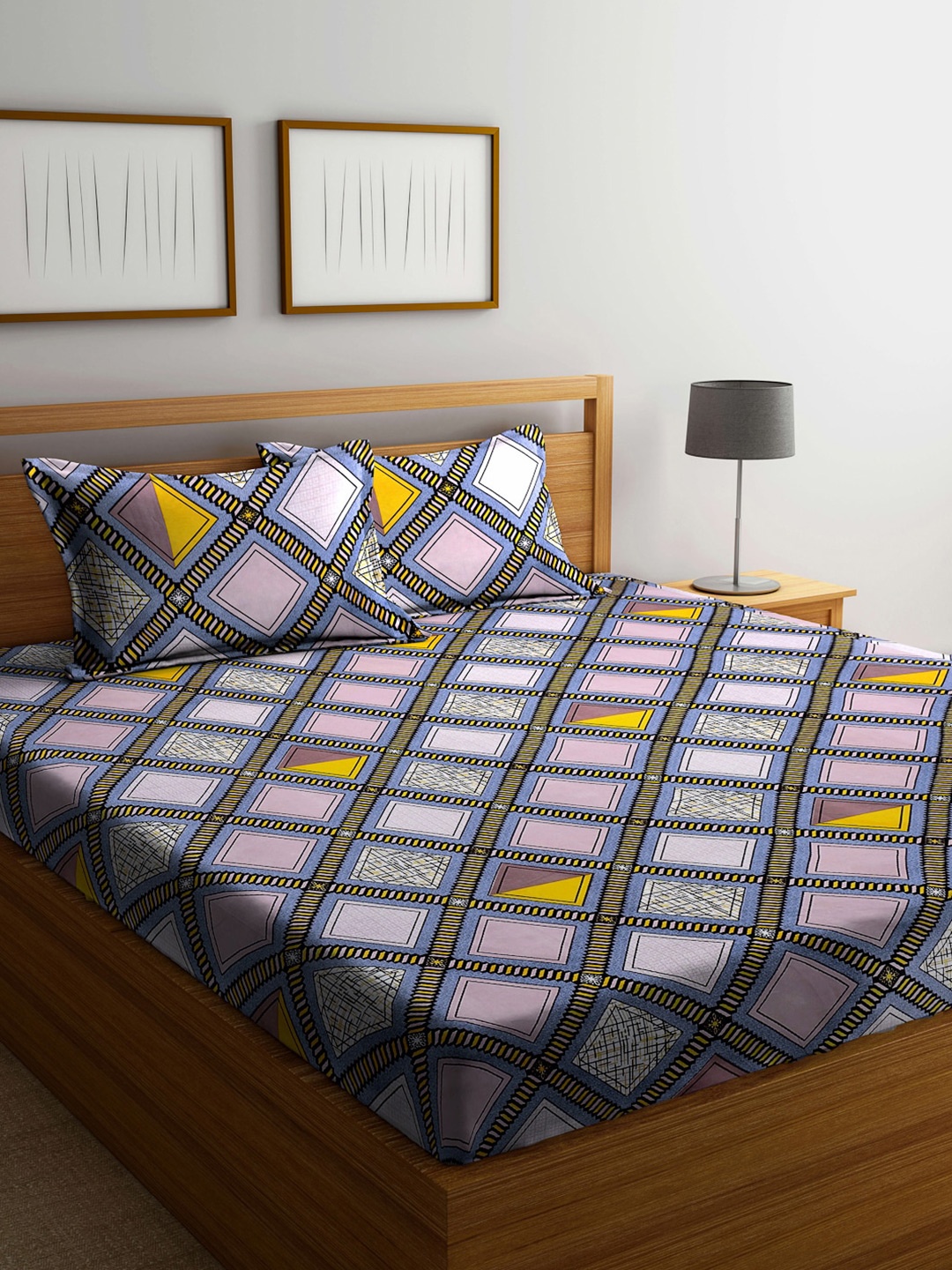 FABINALIV Blue & White Geometric Print 300 TC Super King Size Bedsheet & 2 Pillow Covers
FABINALIV Blue & White Geometric Print 300 TC Super King Size Bedsheet & 2 Pillow Covers