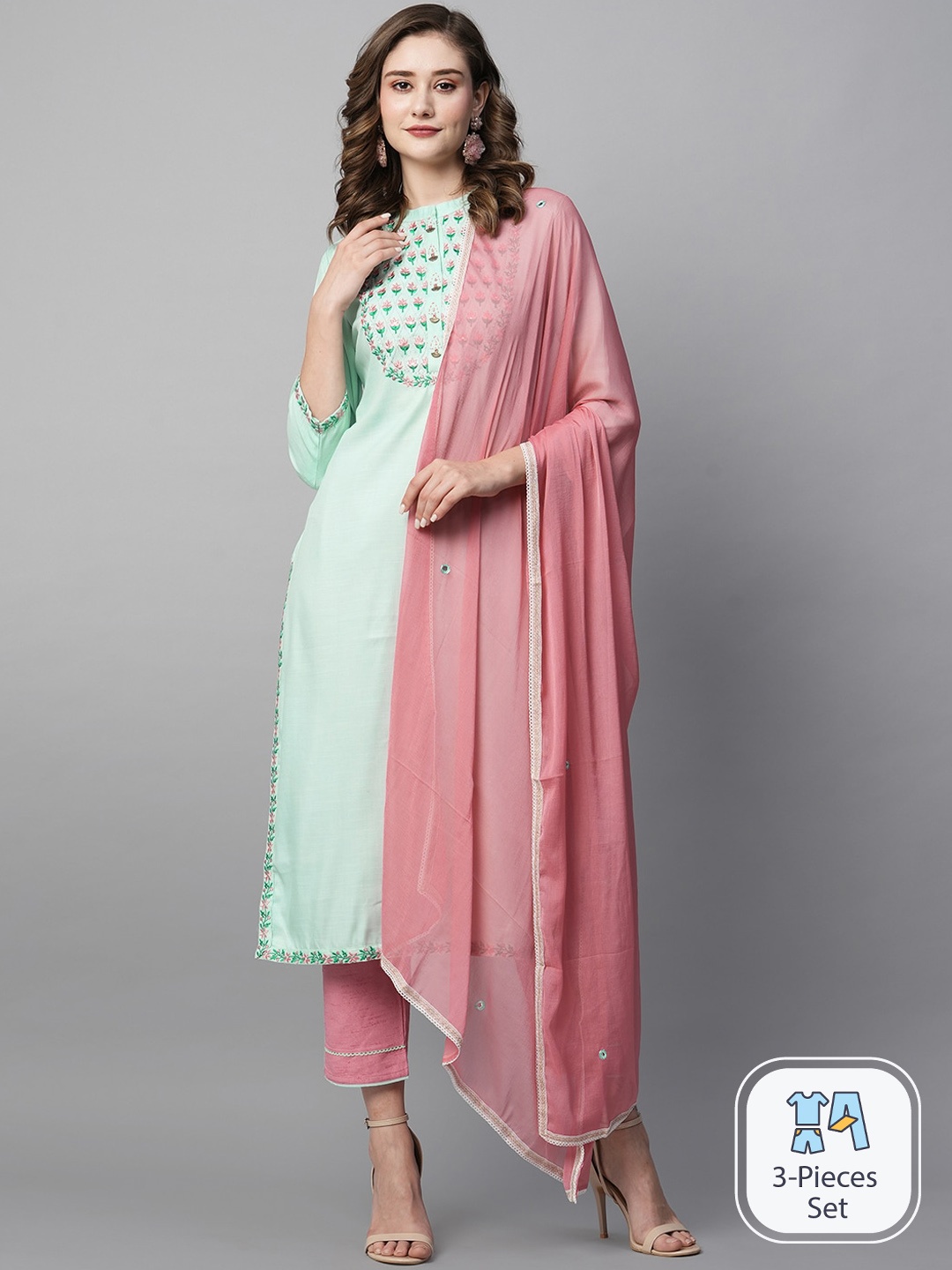Kiana Floral Embroidered Regular Pure Cotton Straight Kurta & Trousers With Dupatta, Blue
Kiana Floral Embroidered Regular Pure Cotton Straight Kurta & Trousers With Dupatta, Blue