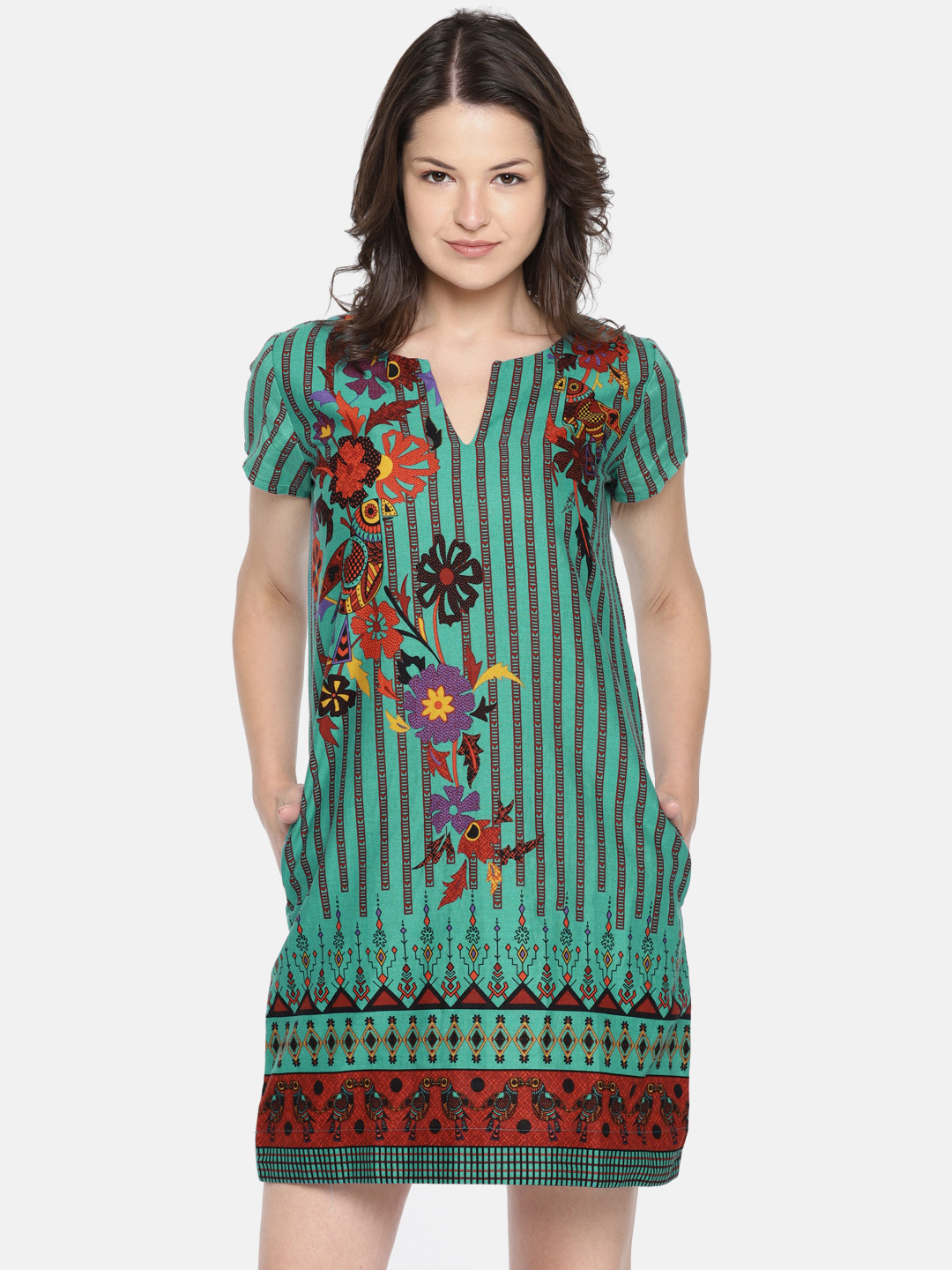 Global Desi Women Sea Green Printed A-Line Dress
Global Desi Women Sea Green Printed A-Line Dress