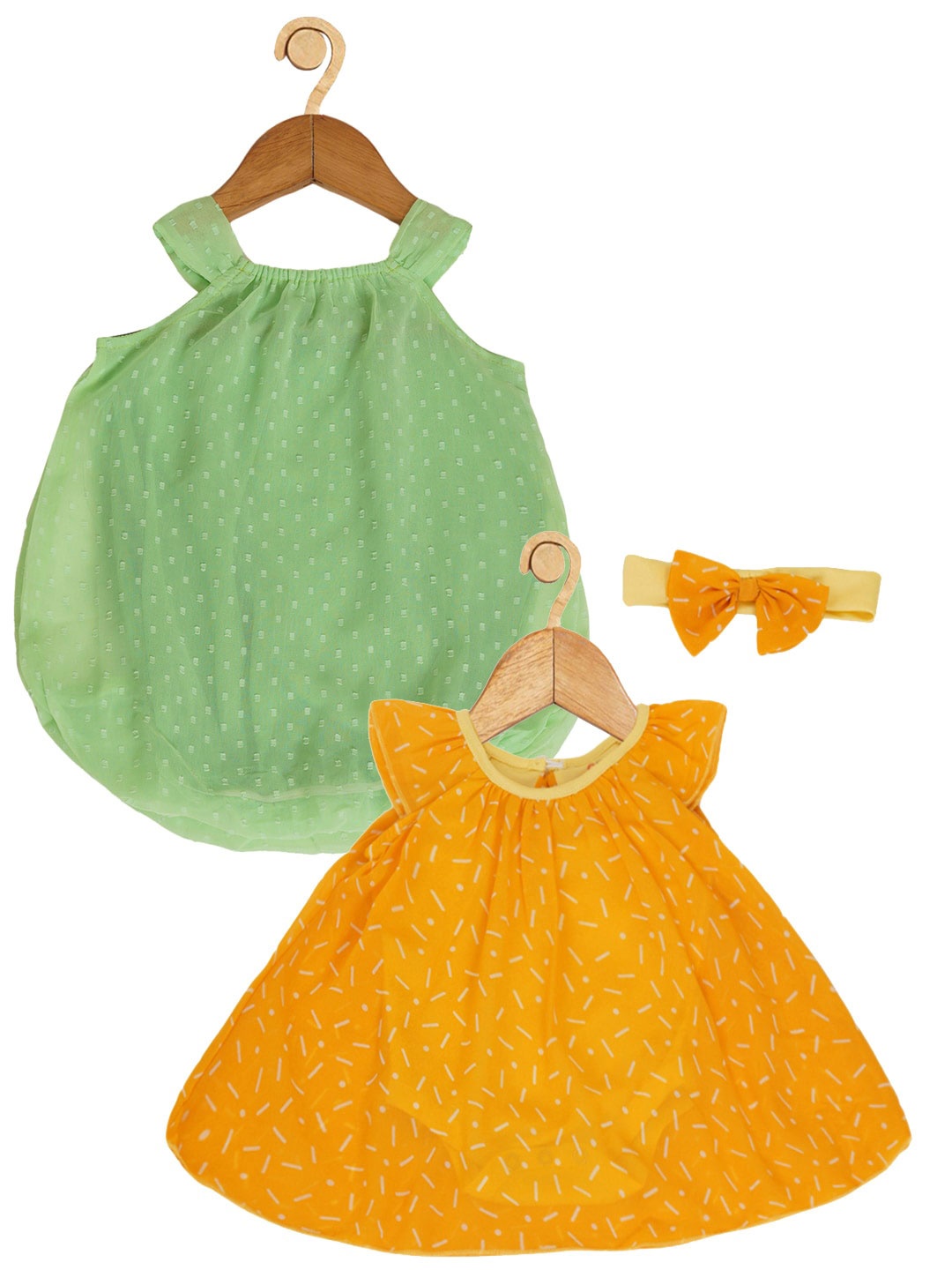 Creative Kids Infant Girls Pack Of 2 Geometric Printed A-Line Dress With Attached Bodysuit, Yellow
Creative Kids Infant Girls Pack Of 2 Geometric Printed A-Line Dress With Attached Bodysuit, Yellow