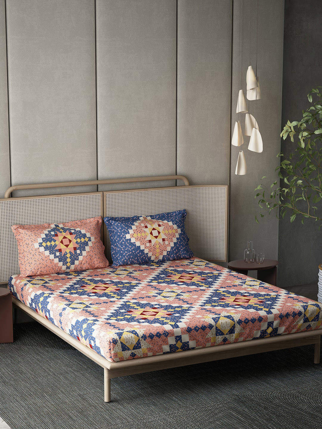 DDecor Orange & Blue Ethnic Motifs Cotton 140 TC King Bedsheet With 2 Pillow Covers 
DDecor Orange & Blue Ethnic Motifs Cotton 140 TC King Bedsheet With 2 Pillow Covers