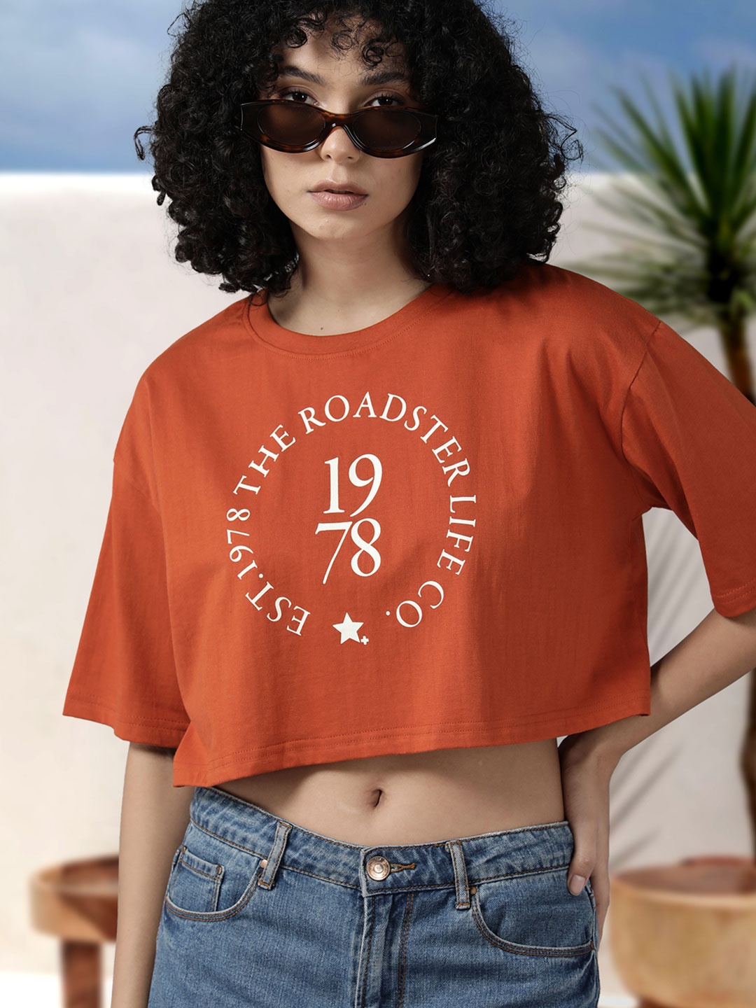 Roadster Typography Printed Drop-Shoulder Sleeves Pure Cotton Crop Boxy T-shirt, Rust
Roadster Typography Printed Drop-Shoulder Sleeves Pure Cotton Crop Boxy T-shirt, Rust