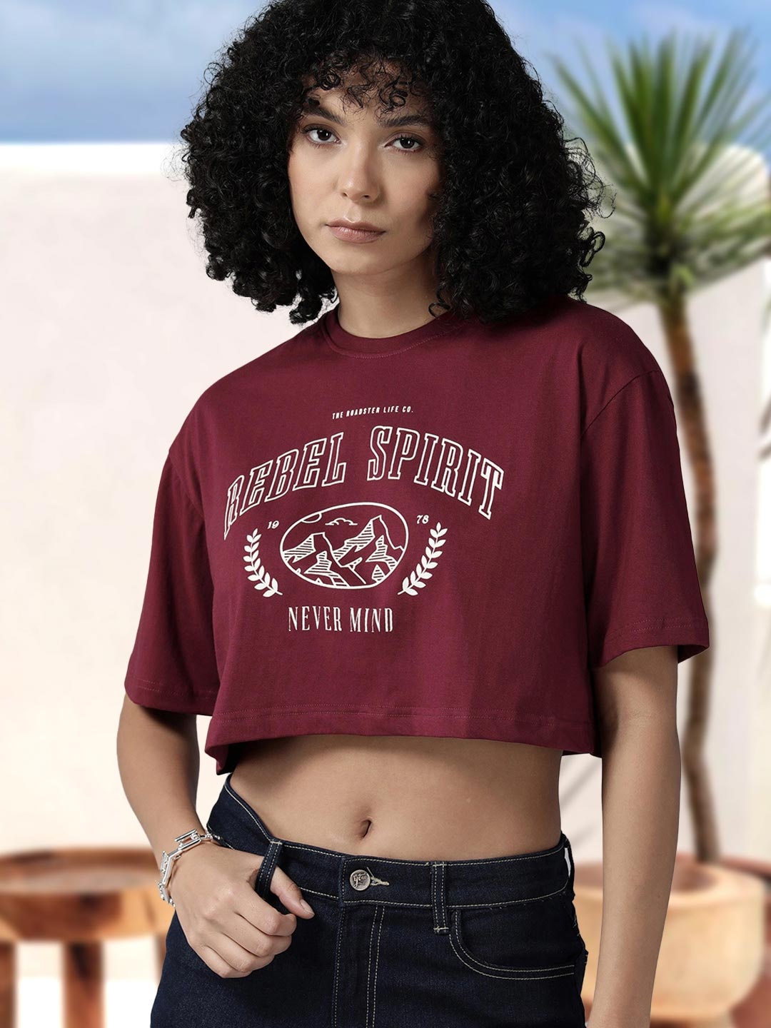 Roadster Typography Printed Drop-Shoulder Sleeves Pure Cotton Crop Boxy T-shirt, Maroon
Roadster Typography Printed Drop-Shoulder Sleeves Pure Cotton Crop Boxy T-shirt, Maroon
