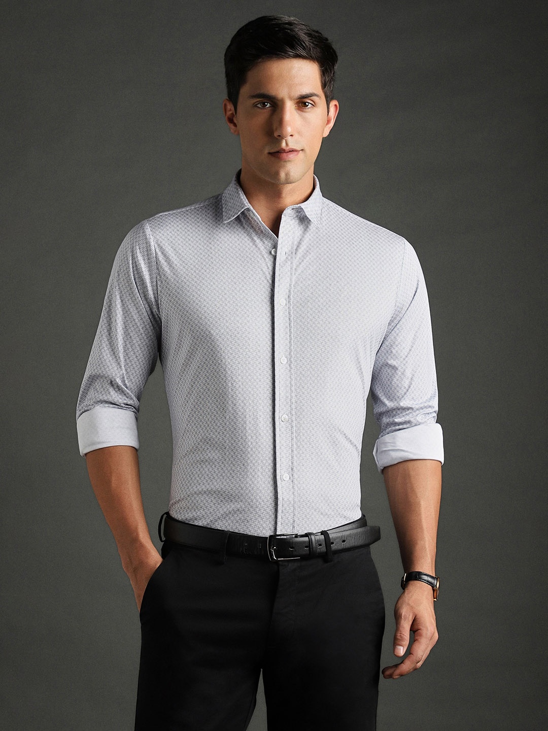 Bergamo Slim Fit Micro Ditsy Printed Spread Collar Pure Cotton Knitted Formal Shirt, Grey
Bergamo Slim Fit Micro Ditsy Printed Spread Collar Pure Cotton Knitted Formal Shirt, Grey