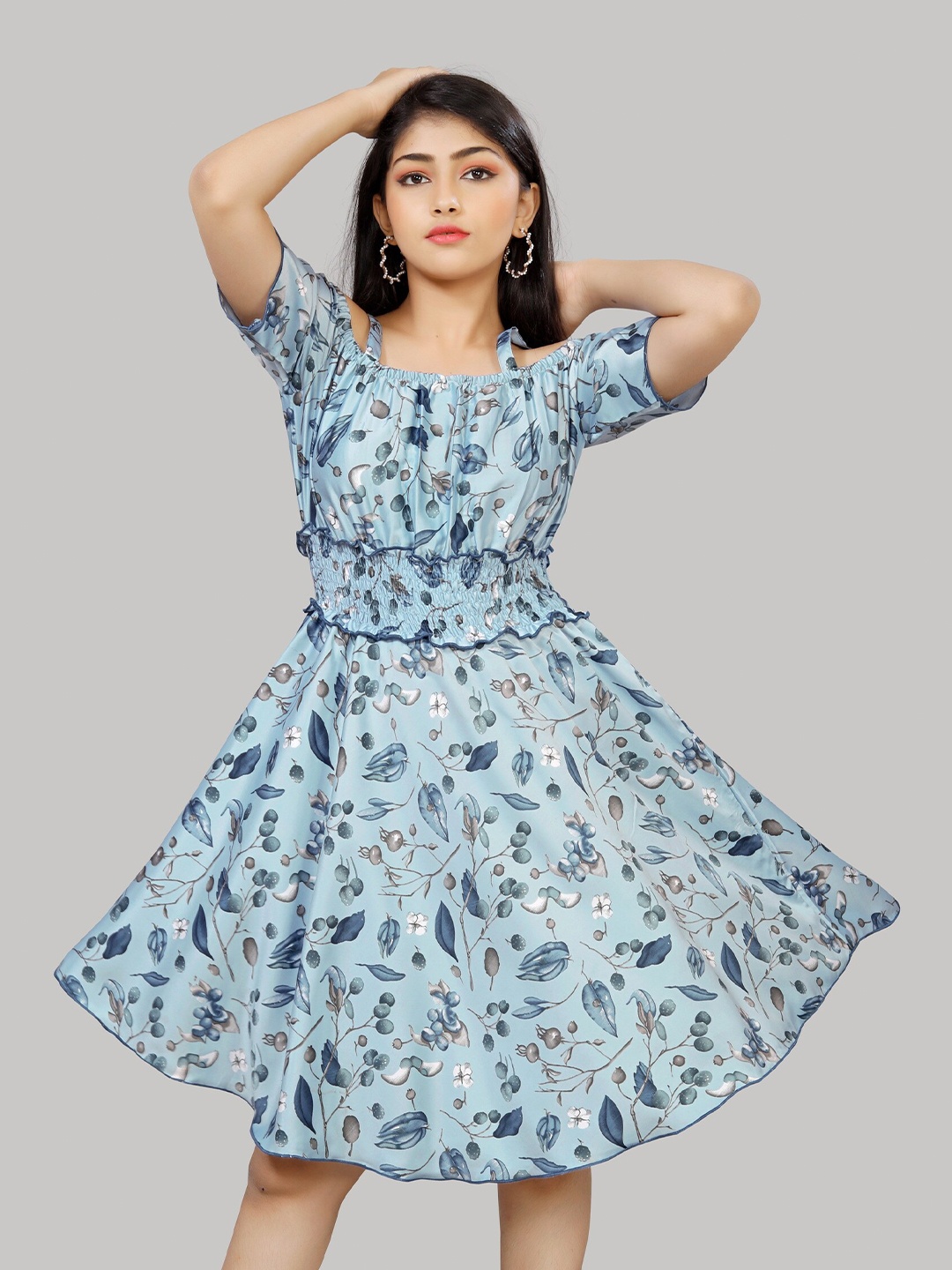 R K MANIYAR Floral Printed Shoulder Strap Cold-Shoulder Casual Fit & Flare Dress, Blue
R K MANIYAR Floral Printed Shoulder Strap Cold-Shoulder Casual Fit & Flare Dress, Blue