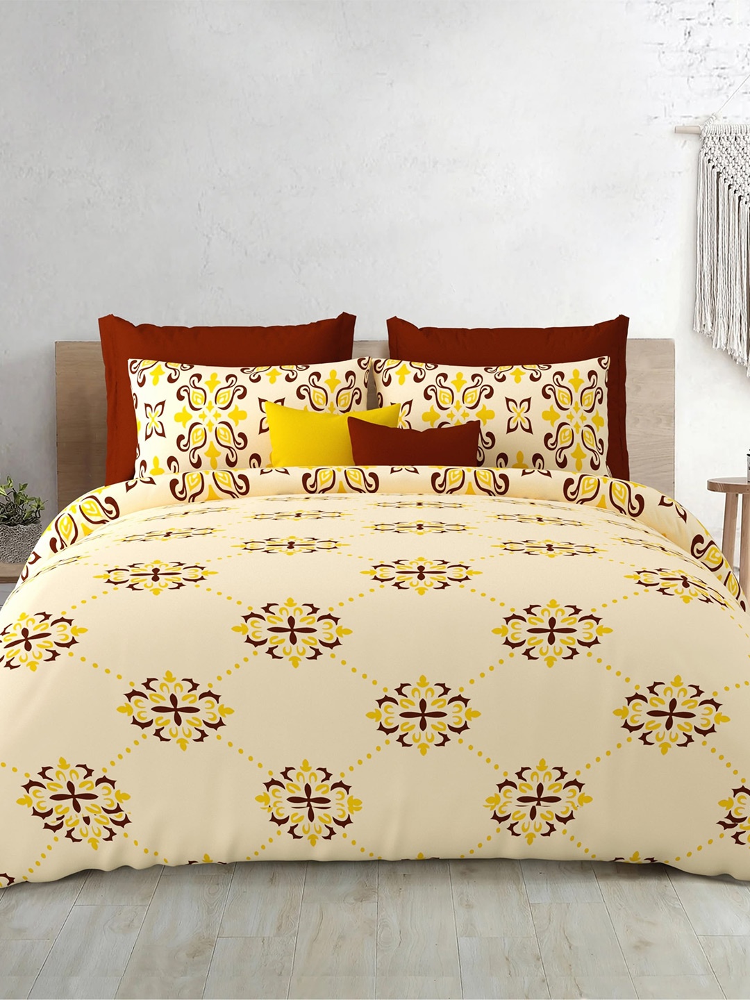 Salona Bichona Yellow Ethnic Motifs 104 TC Pure Cotton King Bedsheet with 2 Pillow Covers
Salona Bichona Yellow Ethnic Motifs 104 TC Pure Cotton King Bedsheet with 2 Pillow Covers