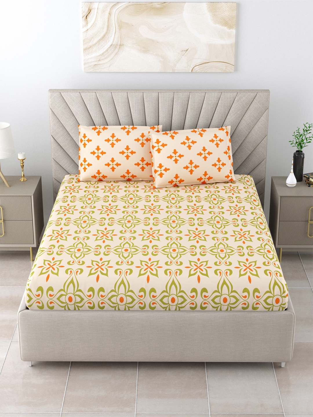 Salona Bichona Green Ethnic Motifs 104 TC Pure Cotton Queen Bedsheet with 2 Pillow Covers
Salona Bichona Green Ethnic Motifs 104 TC Pure Cotton Queen Bedsheet with 2 Pillow Covers