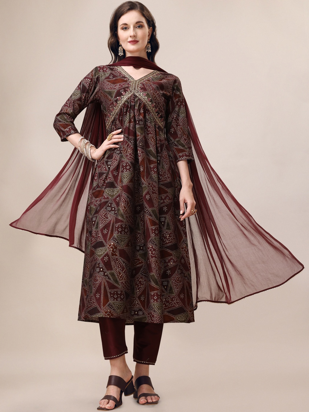 KALINI Floral Embroidered Empire Chanderi Cotton Kurta & Trousers With Dupatta, Purple
KALINI Floral Embroidered Empire Chanderi Cotton Kurta & Trousers With Dupatta, Purple