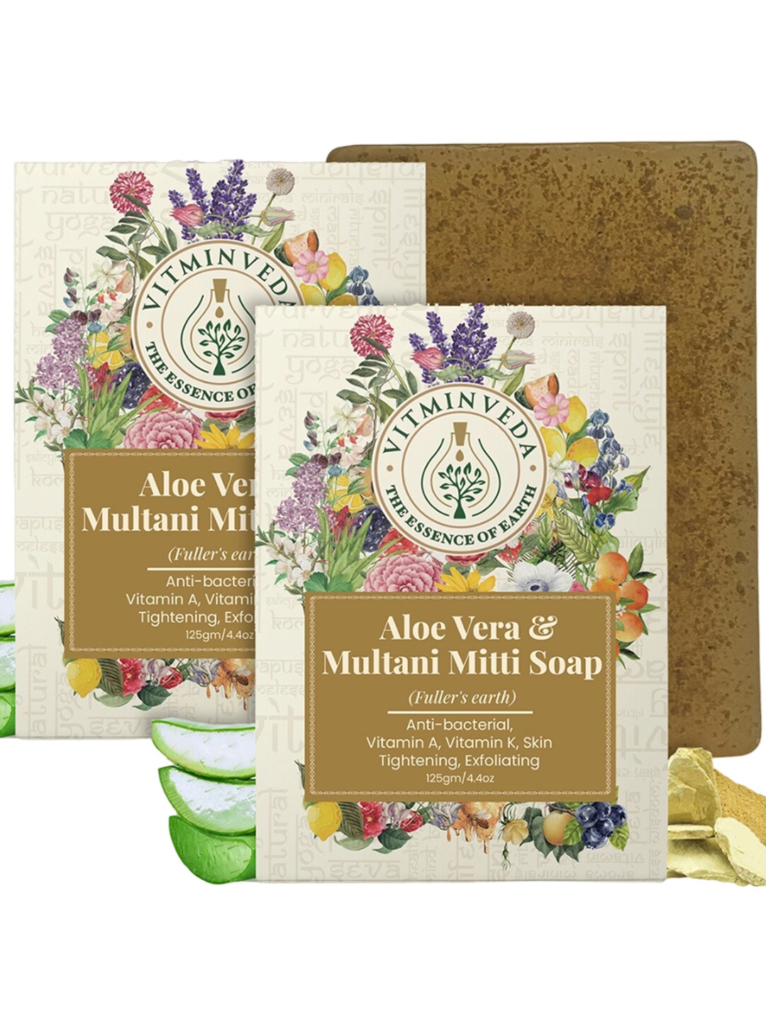 VITMINVEDA Set Of 2 Natural Aloe Vera & Multani Mitti Herbal Soap Bar - 125g Each, Beige
VITMINVEDA Set Of 2 Natural Aloe Vera & Multani Mitti Herbal Soap Bar - 125g Each, Beige