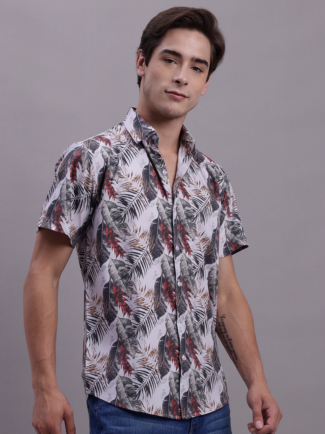 JAINISH Classic Regular Fit Tropical Printed Spread Collar Short Sleeve Casual Shirt, Grey
JAINISH Classic Regular Fit Tropical Printed Spread Collar Short Sleeve Casual Shirt, Grey