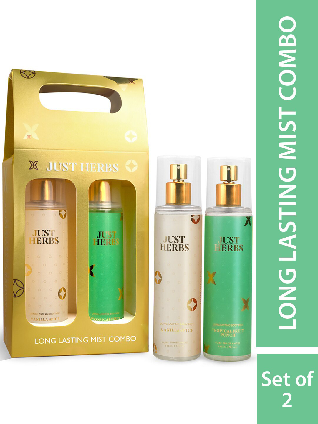 Just Herbs Long Lasting Vanilla Spice & Tropical Fruit Punch Body Mist - 280ml Each, Na
Just Herbs Long Lasting Vanilla Spice & Tropical Fruit Punch Body Mist - 280ml Each, Na