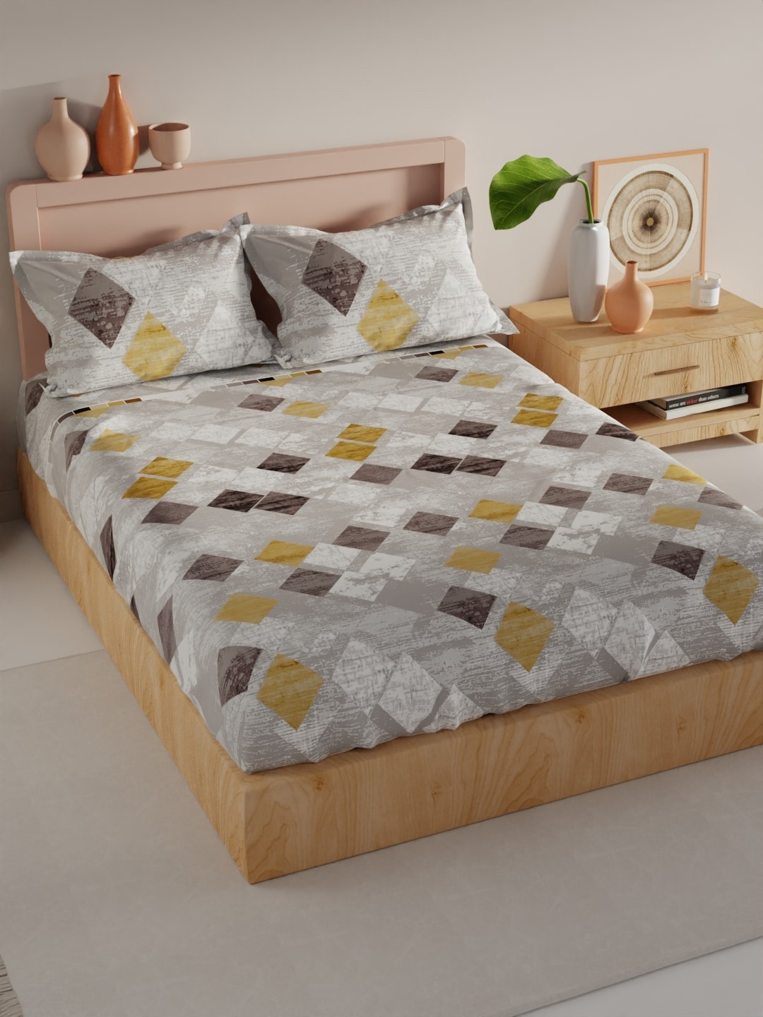 BIANCA Geo Tokyo Grey & Brown Geometric Microfiber 200 TC King Bedsheet & 2 Pillow Covers
BIANCA Geo Tokyo Grey & Brown Geometric Microfiber 200 TC King Bedsheet & 2 Pillow Covers