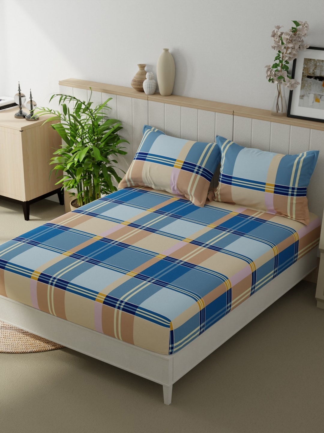 BIANCA Beumonte Blue & Cream Geometric Microfiber 152 TC Queen Bedsheet & 2 Pillow Covers
BIANCA Beumonte Blue & Cream Geometric Microfiber 152 TC Queen Bedsheet & 2 Pillow Covers