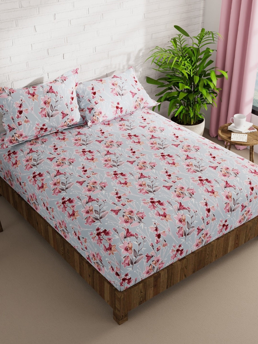 BIANCA Envogue Blue & Pink Floral Microfiber 152 TC Queen Bedsheet with 2 Pillow Covers
BIANCA Envogue Blue & Pink Floral Microfiber 152 TC Queen Bedsheet with 2 Pillow Covers