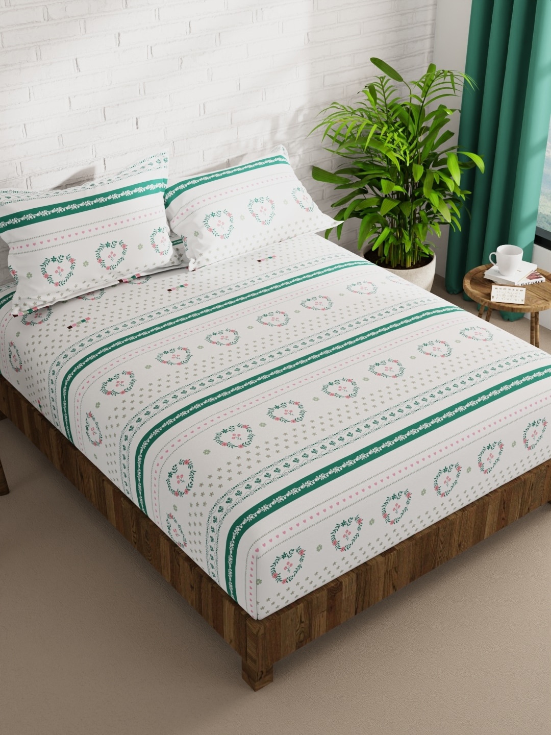 BIANCA Envogue White & Green Floral Microfiber 152 TC Queen Bedsheet & 2 Pillow Covers
BIANCA Envogue White & Green Floral Microfiber 152 TC Queen Bedsheet & 2 Pillow Covers