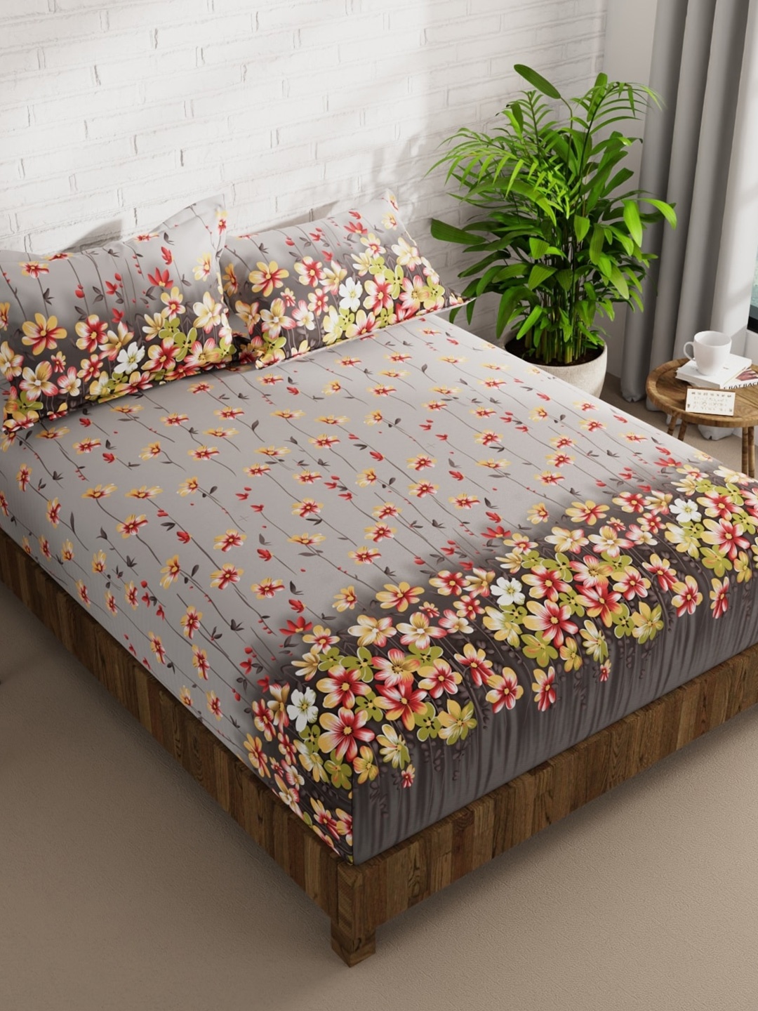 KOPA Envogue Grey & Pink Floral Microfiber 152 TC Queen Bedsheet With 2 Pillow Covers
KOPA Envogue Grey & Pink Floral Microfiber 152 TC Queen Bedsheet With 2 Pillow Covers