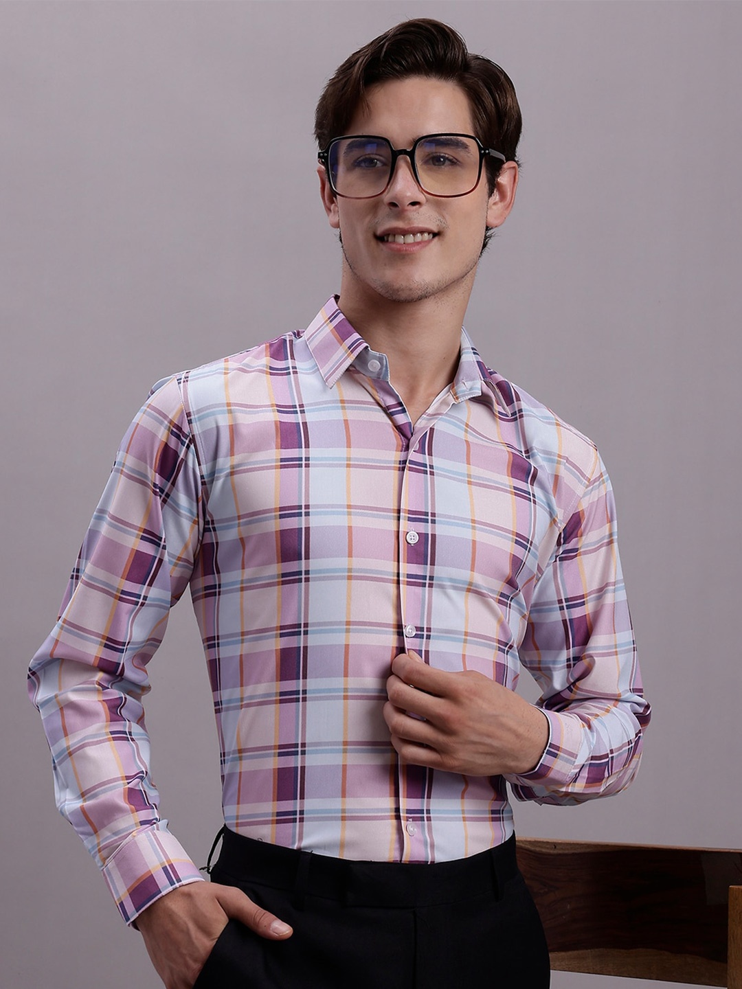 JAINISH Classic Checked Spread Collar Regular Fit Polycotton Formal Shirt, Purple
JAINISH Classic Checked Spread Collar Regular Fit Polycotton Formal Shirt, Purple