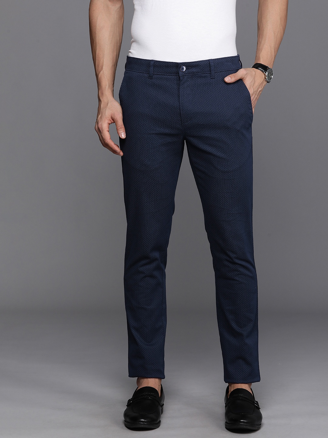 Louis Philippe Sport Men Mid Rise Self Design Super Slim Fit Chinos Semiformal Trousers, Navy blue
Louis Philippe Sport Men Mid Rise Self Design Super Slim Fit Chinos Semiformal Trousers, Navy blue