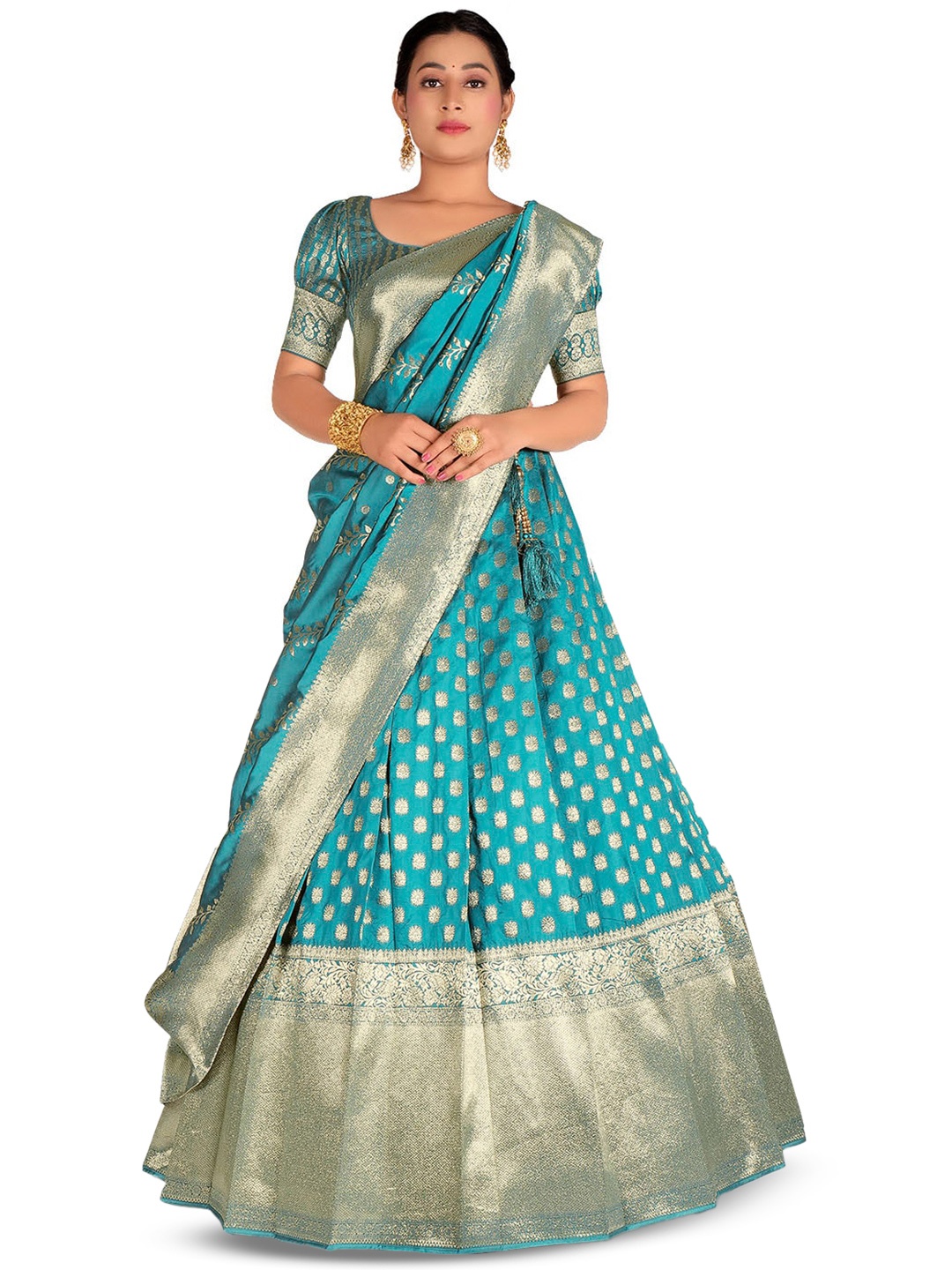 HALFSAREE STUDIO Woven Design Semi-Stitched Lehenga & Unstitched Blouse With Dupatta, Blue
HALFSAREE STUDIO Woven Design Semi-Stitched Lehenga & Unstitched Blouse With Dupatta, Blue