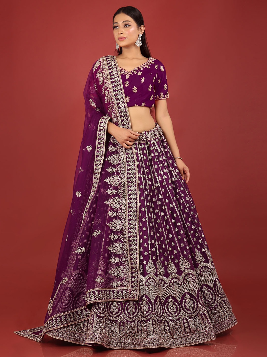 HALFSAREE STUDIO Embroidered Semi-Stitched Lehenga & Unstitched Blouse With Dupatta, Purple
HALFSAREE STUDIO Embroidered Semi-Stitched Lehenga & Unstitched Blouse With Dupatta, Purple