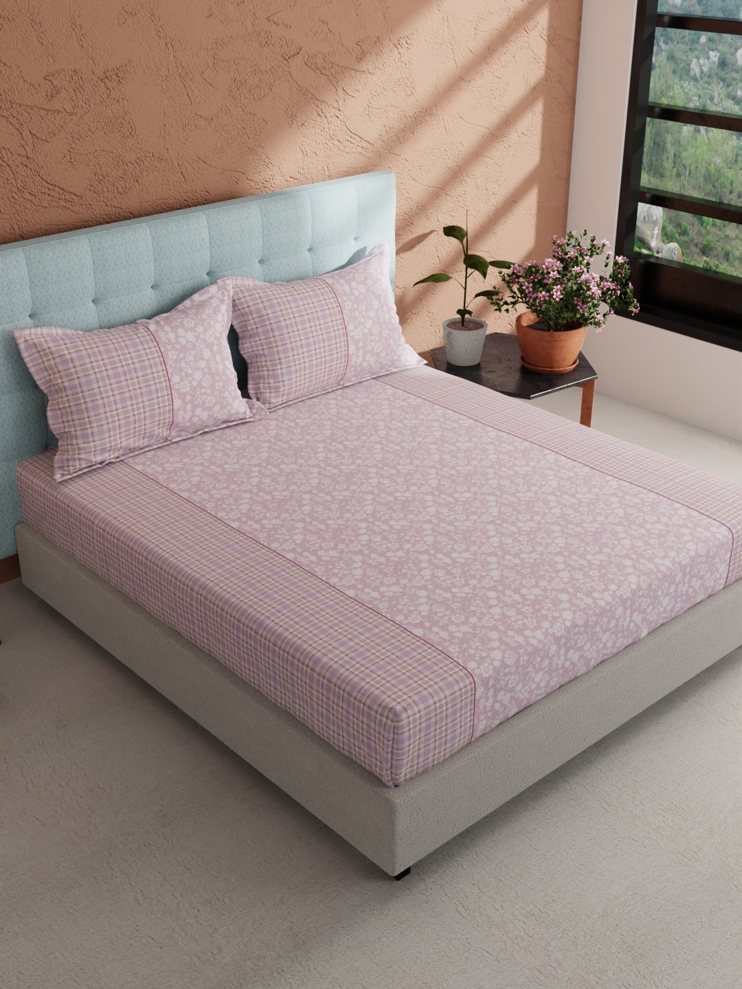 BIANCA Lavender & White Floral Pure Cotton 144 TC King Bedsheet with 2 Pillow Covers
BIANCA Lavender & White Floral Pure Cotton 144 TC King Bedsheet with 2 Pillow Covers