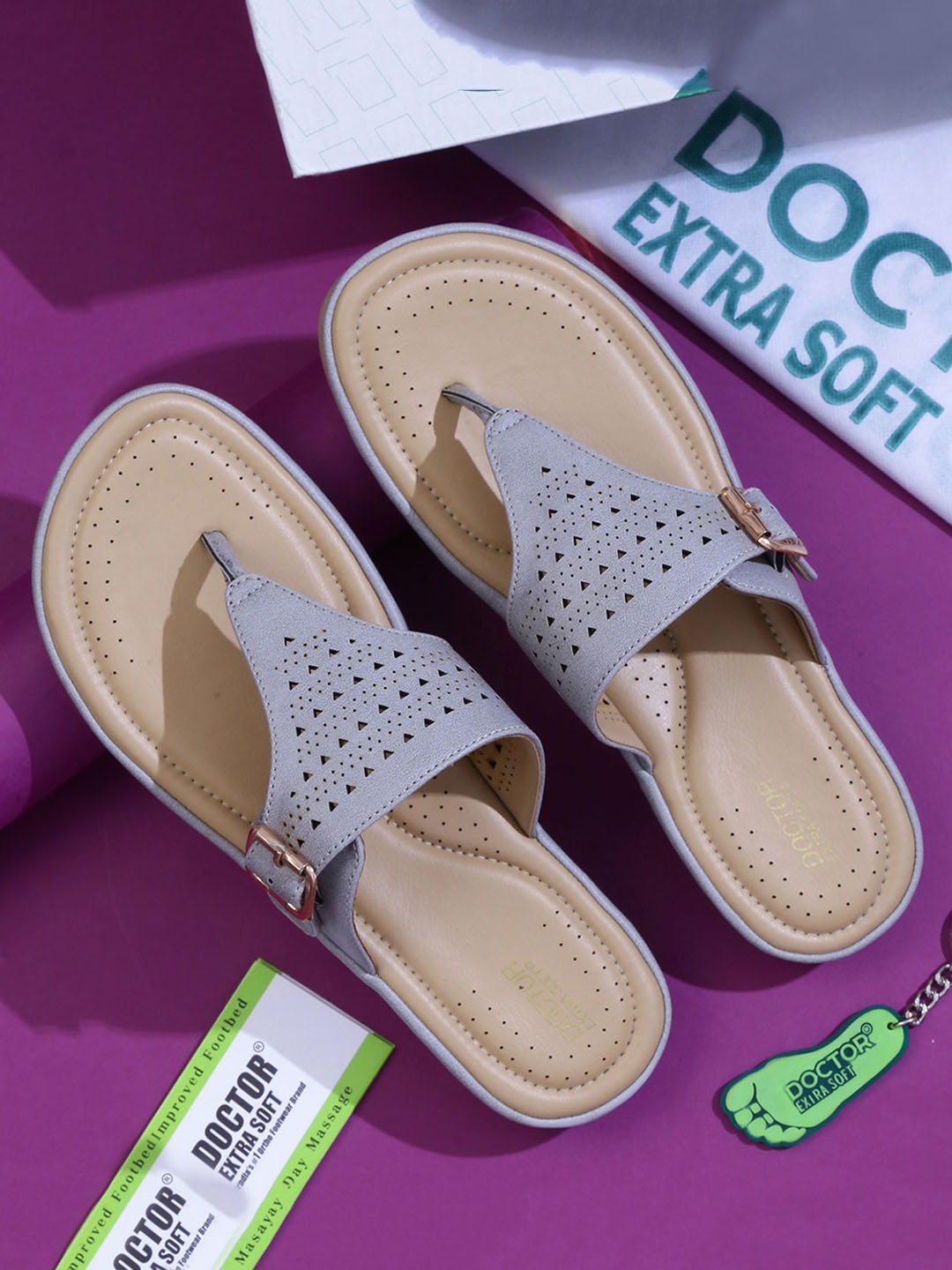 DOCTOR EXTRA SOFT Textured Lightweight Open Toe Flats With Buckles Detail & Laser Cuts, Grey
DOCTOR EXTRA SOFT Textured Lightweight Open Toe Flats With Buckles Detail & Laser Cuts, Grey
