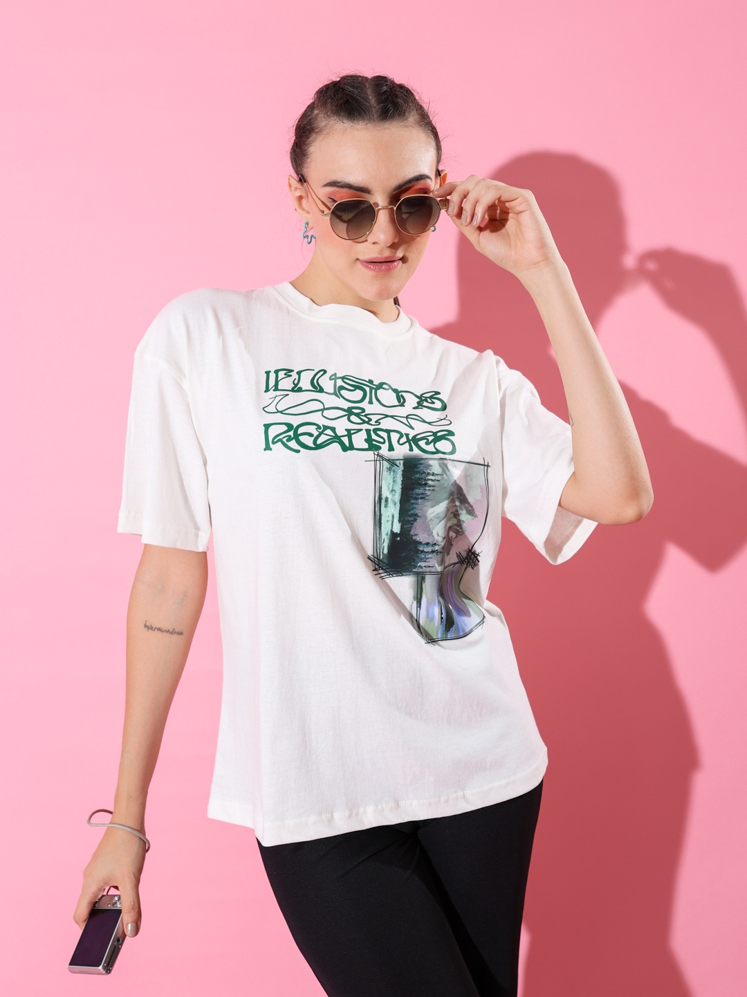 Stylecast X Hersheinbox Typography Printed Drop-Shoulder Sleeves Cotton Oversized T-shirt, White
Stylecast X Hersheinbox Typography Printed Drop-Shoulder Sleeves Cotton Oversized T-shirt, White