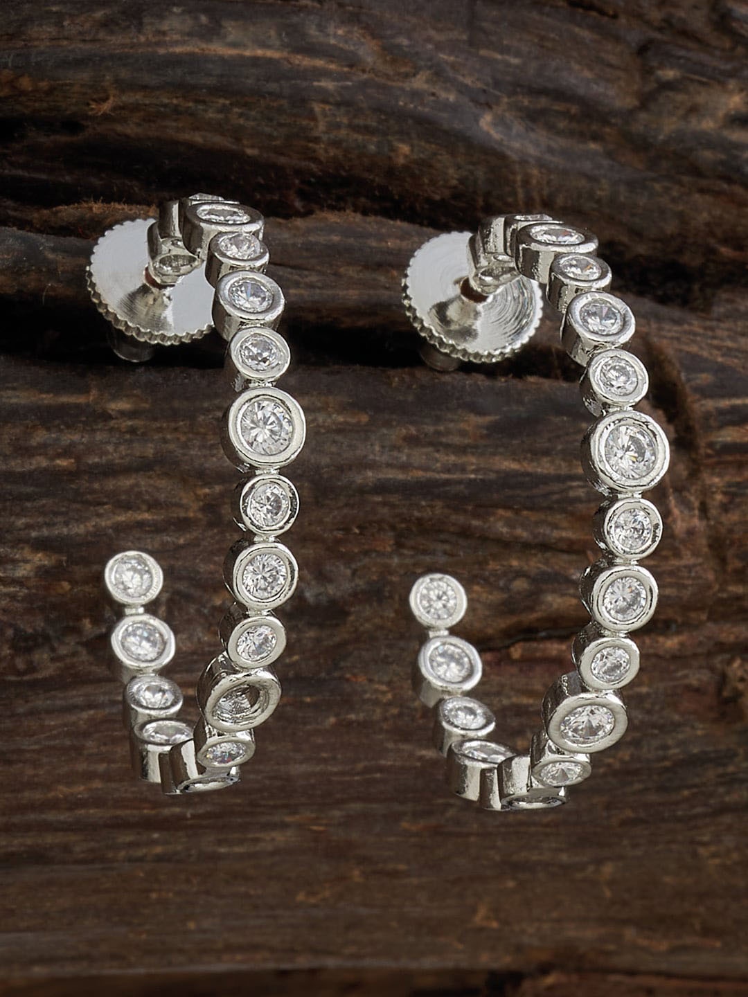 Kushal's Fashion Jewellery Rhodium-Plated Zircon-Studded Classic Half Hoop Earrings, Silver
Kushal's Fashion Jewellery Rhodium-Plated Zircon-Studded Classic Half Hoop Earrings, Silver