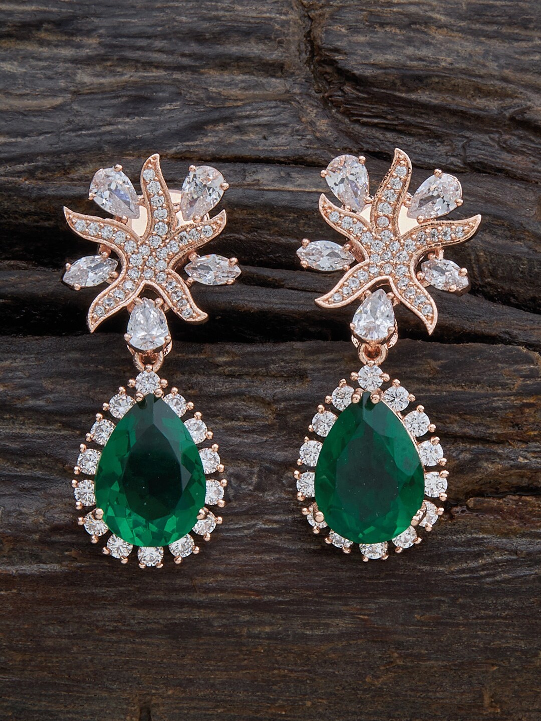 Kushal's Fashion Jewellery Rose Gold-Plated Zircon-Studded Teardrop Shaped Drop Earrings
Kushal's Fashion Jewellery Rose Gold-Plated Zircon-Studded Teardrop Shaped Drop Earrings