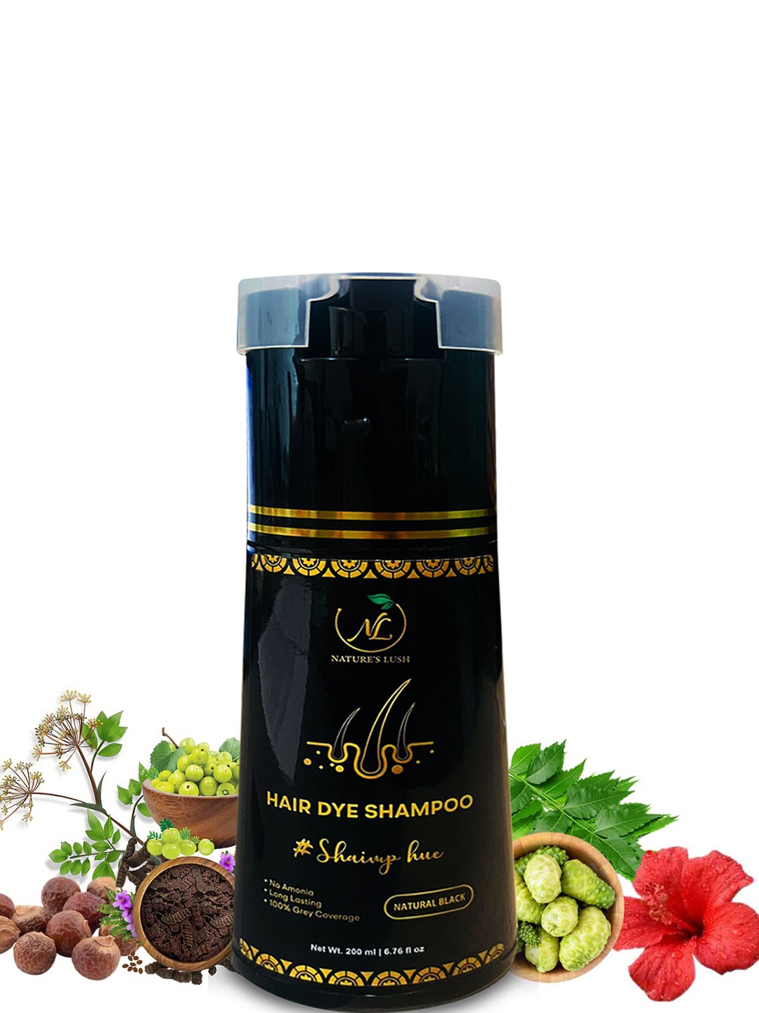 NATURE's LUSH Shaimp Hue No Ammonia Hair Dye Shampoo with Almond Oil 200ml - Natural Black
NATURE's LUSH Shaimp Hue No Ammonia Hair Dye Shampoo with Almond Oil 200ml - Natural Black
