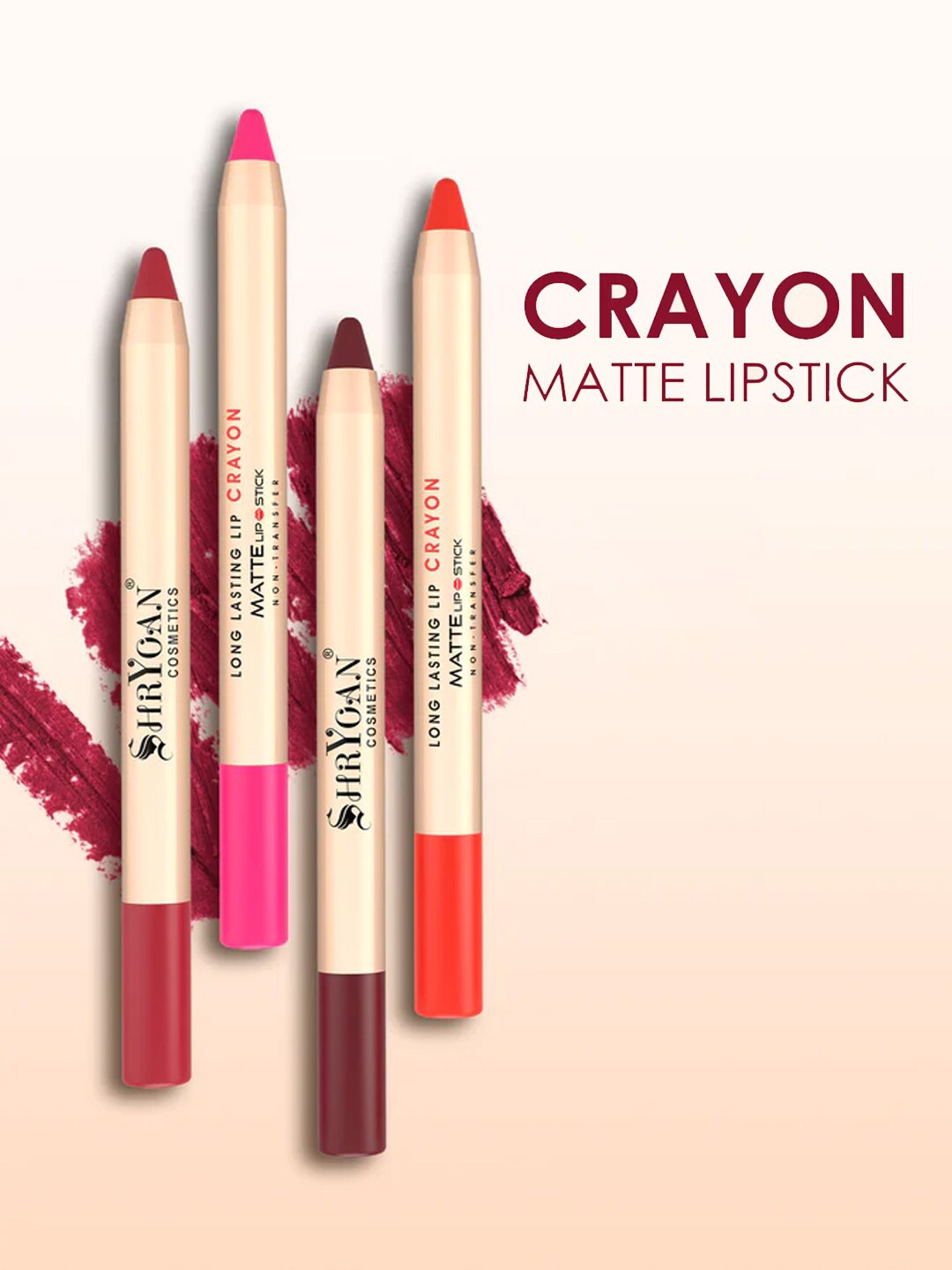 SHRYOAN Set of 4 Lip Crayon Matte Lipstick-Raspberry 05-Mahogany 9-Godiva 12-Peach Nude 14, Multi
SHRYOAN Set of 4 Lip Crayon Matte Lipstick-Raspberry 05-Mahogany 9-Godiva 12-Peach Nude 14, Multi